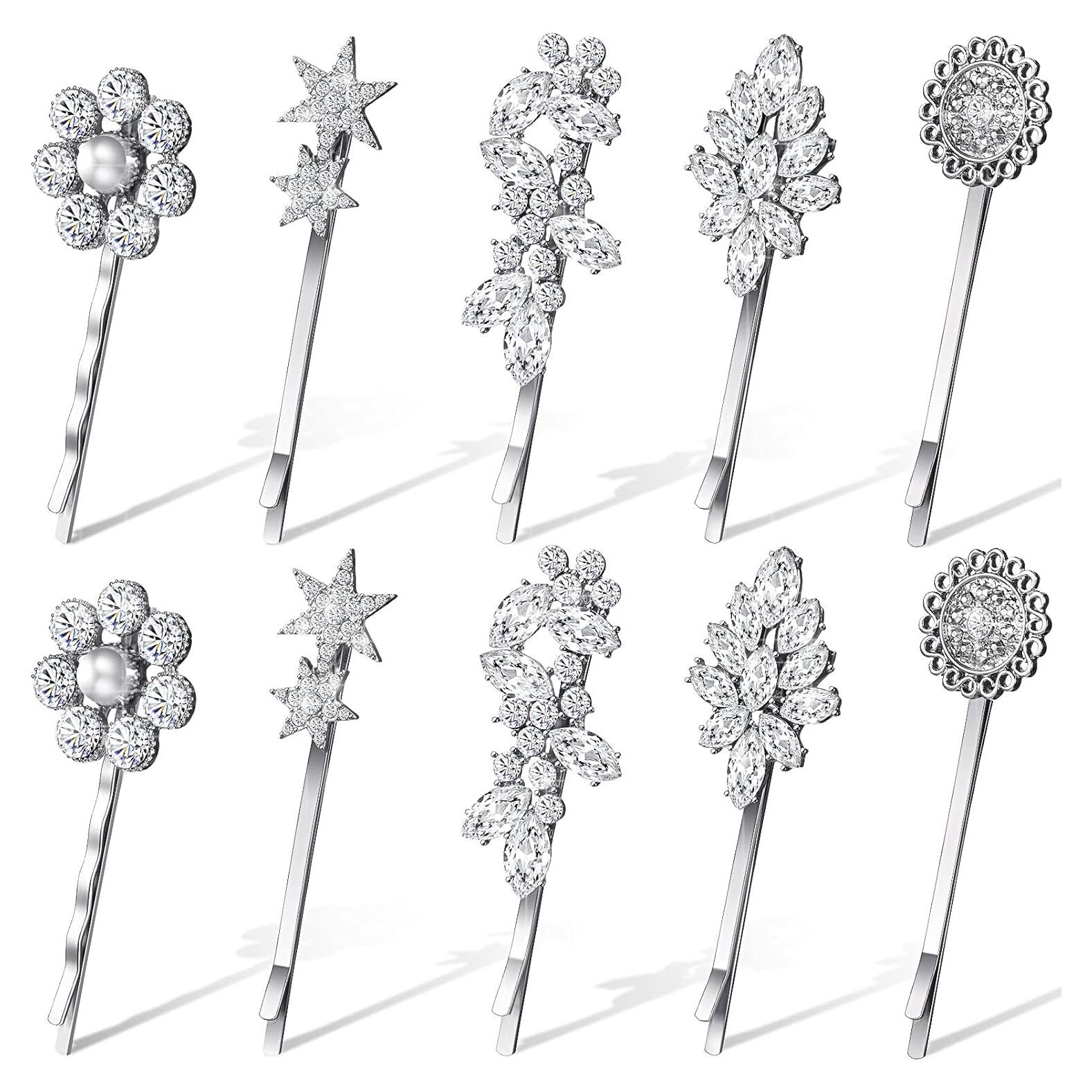 Horquillas Vintage Waydress 10 Pcs Rhinestone Plata 6-7.5 cm