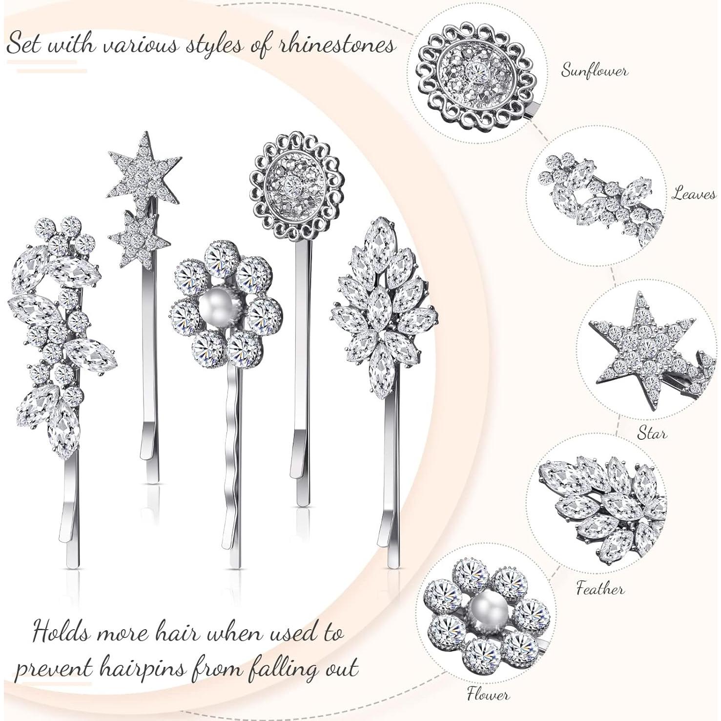 Horquillas Vintage Waydress 10 Pcs Rhinestone Plata 6-7.5 cm