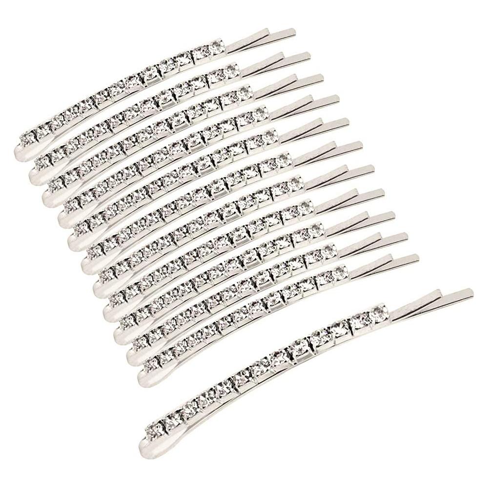 12 Horquillas de Strass Plateadas para Pelo - Accesorios de Boda