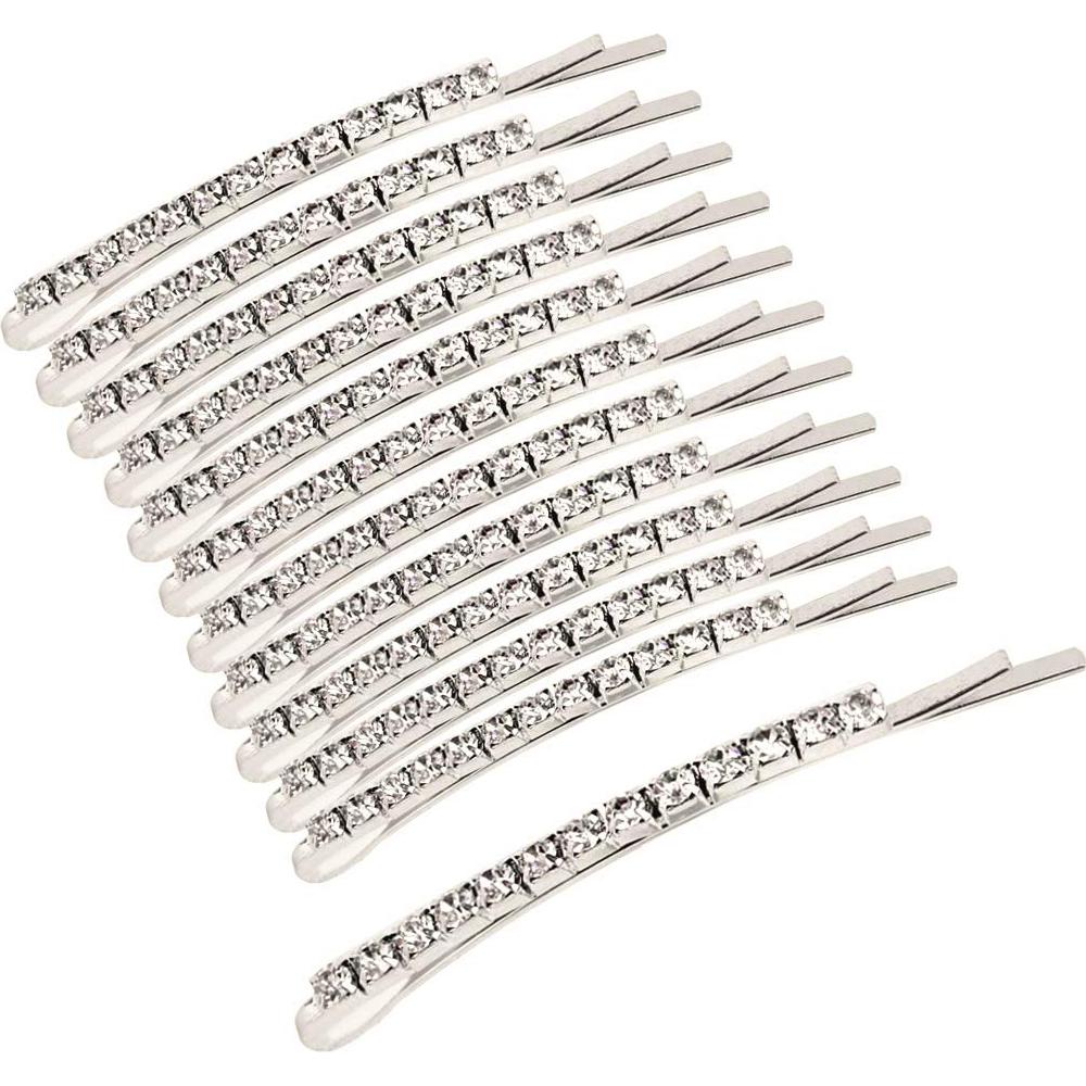 12 Horquillas de Strass Plateadas para Pelo - Accesorios de Boda