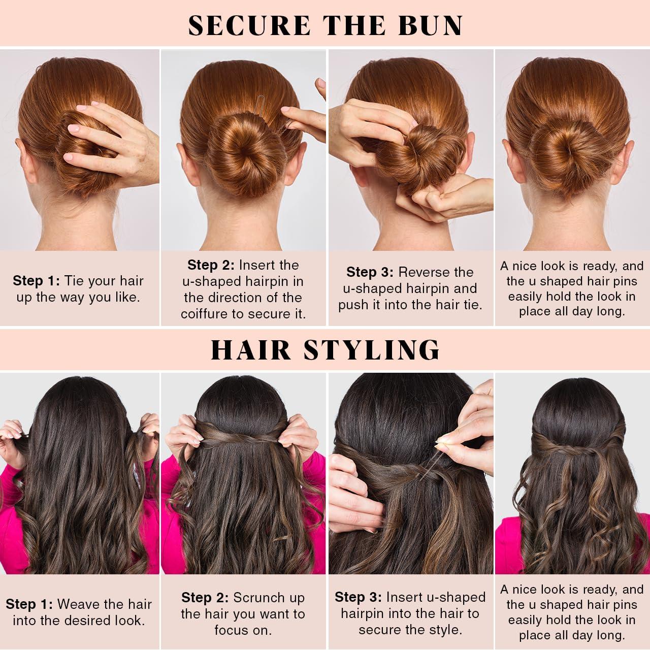 Pasadores de Pelo U Kitsch - 18 Pcs, 6.35 y 7.62 cm, Marrón