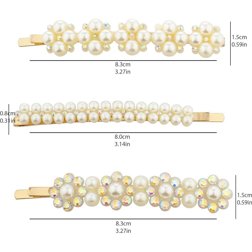 Juego de 3 Horquillas de Perlas Doradas LUX ACCESORIOS