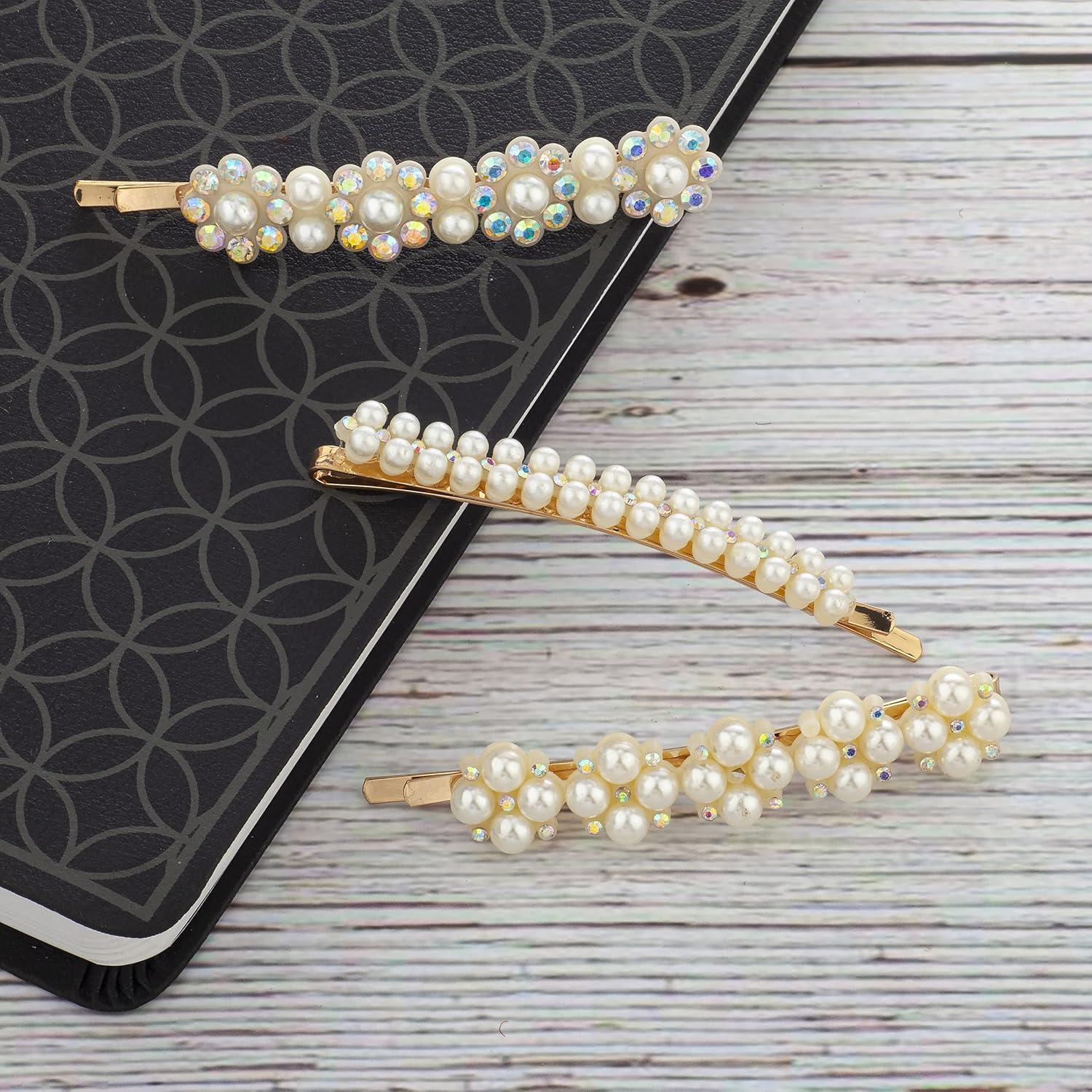 Juego de 3 Horquillas de Perlas Doradas LUX ACCESORIOS