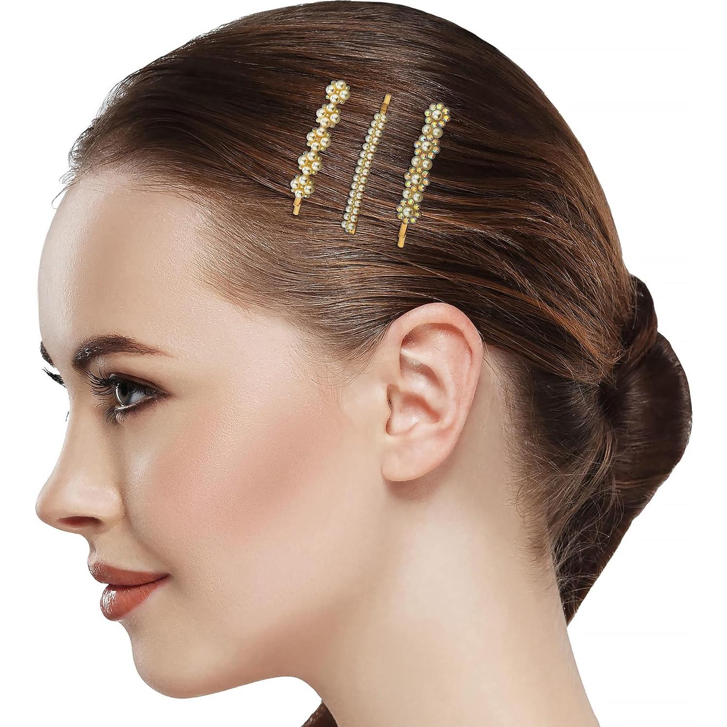 Juego de 3 Horquillas de Perlas Doradas LUX ACCESORIOS