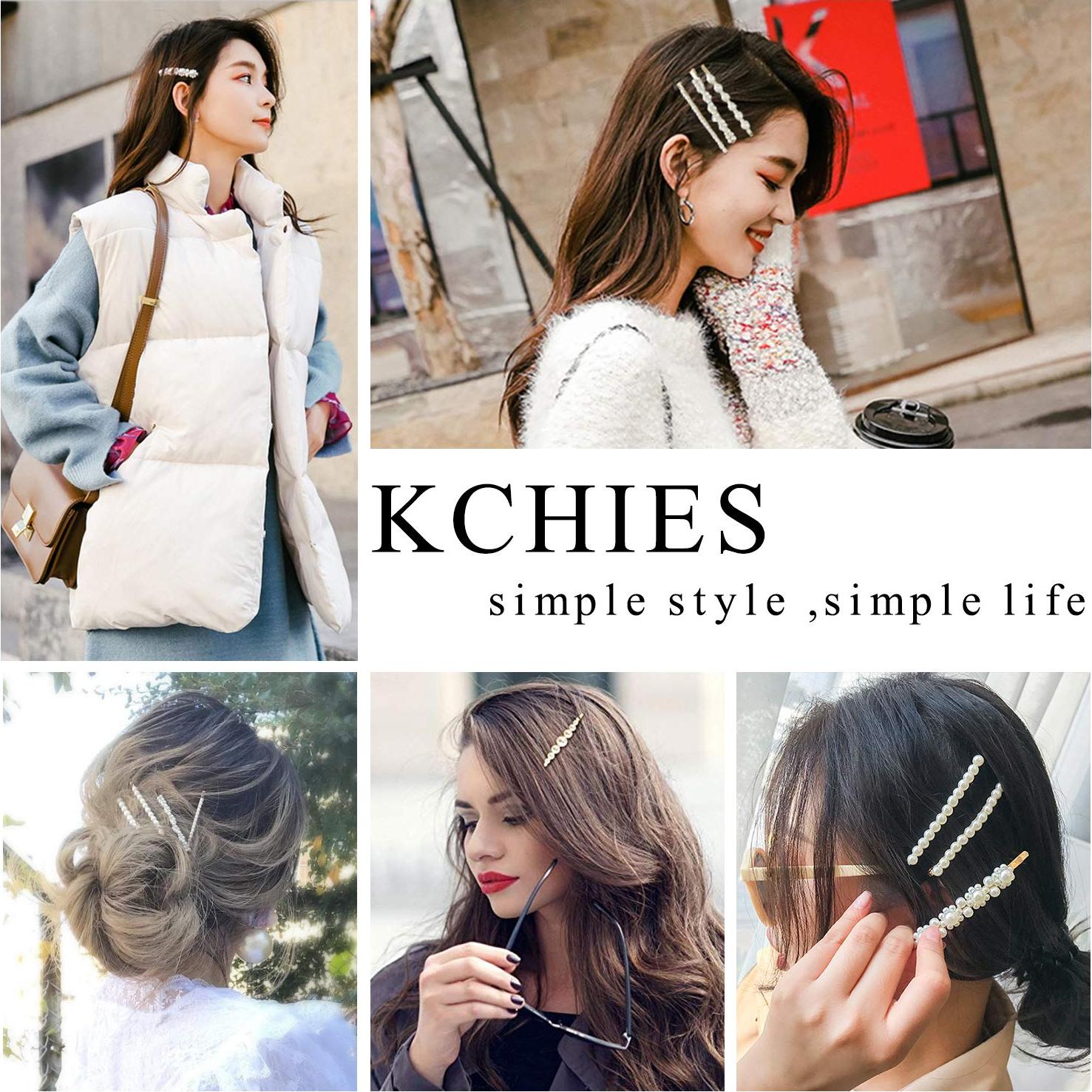 Pinzas para el cabello KCHIES de perlas doradas - Paquete de 6