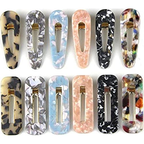 Juego de 12 Clips de Pelo Lokusel de Resina Acrílica Multicolor
