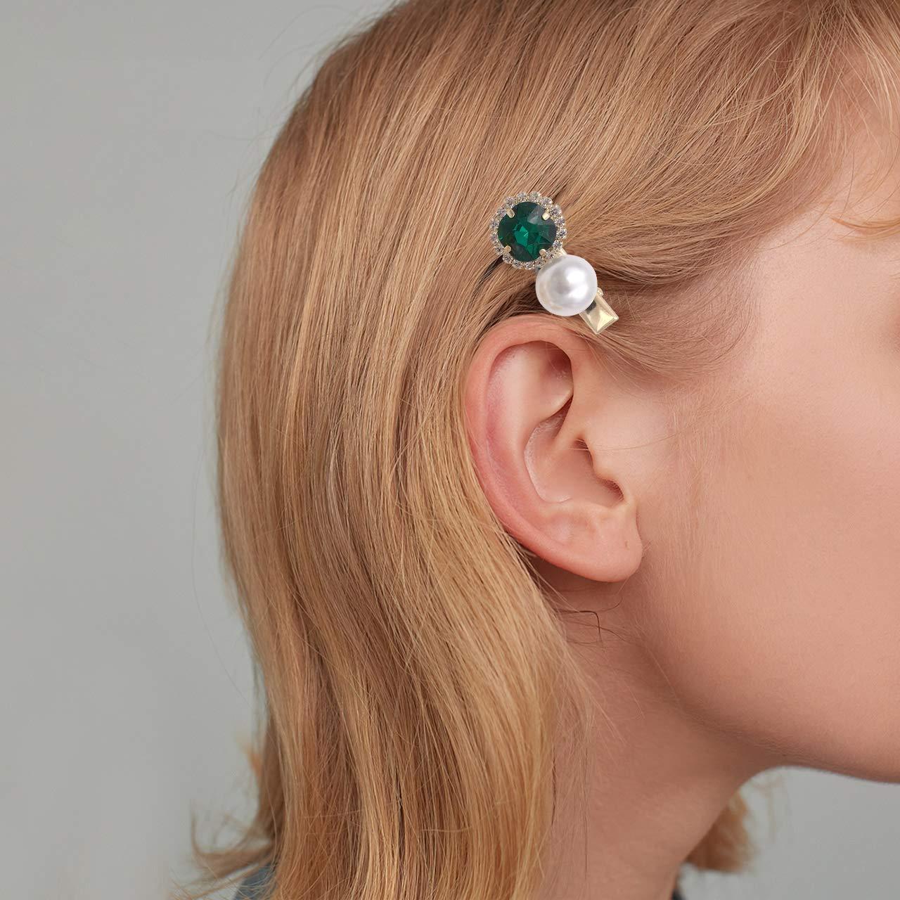 4 Horquillas Decorativas de Perlas Cristal Verde EasyTech