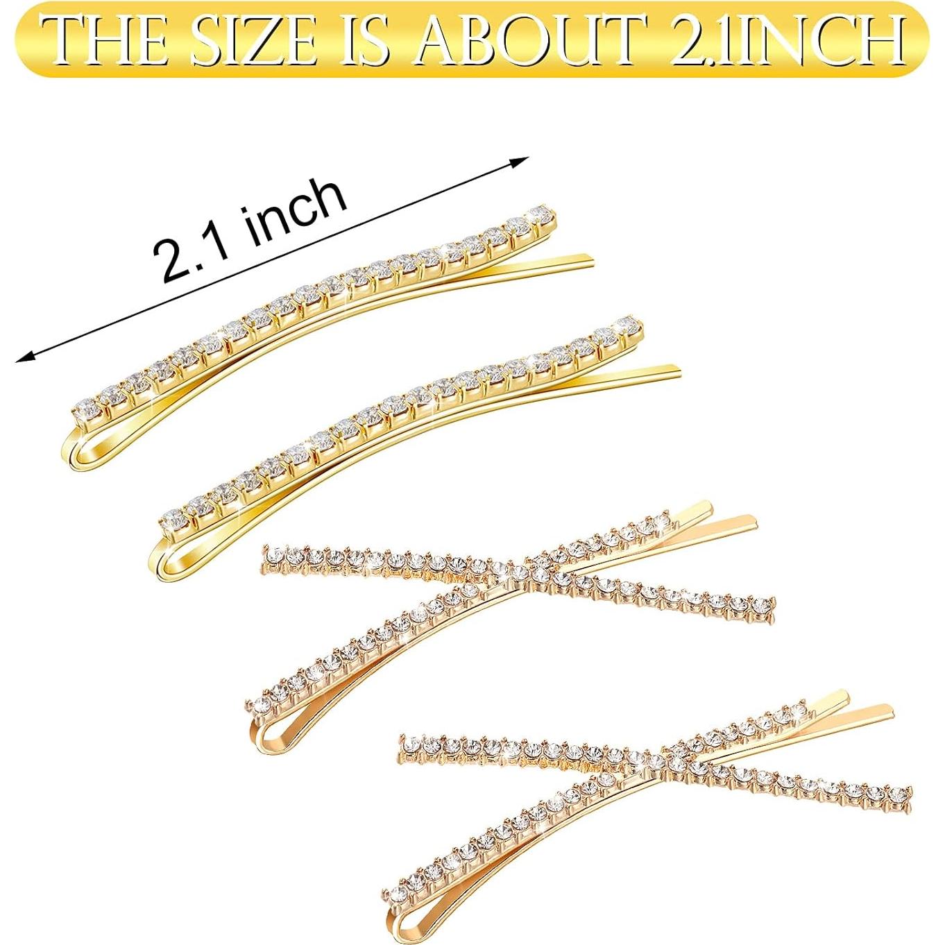 12 Horquillas de Cabello Brillantes WILLBOND Oro 13.5 cm