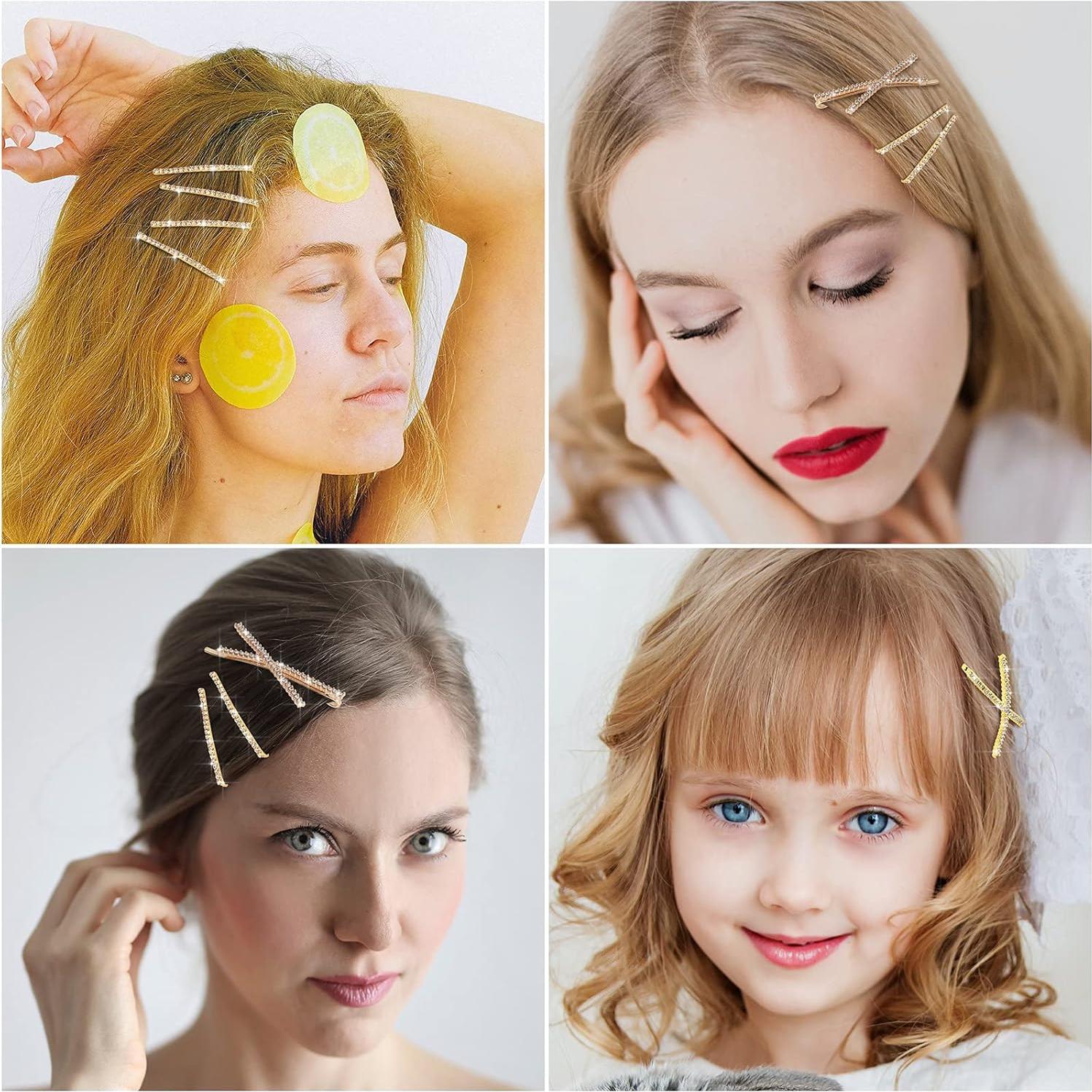 12 Horquillas de Cabello Brillantes WILLBOND Oro 13.5 cm