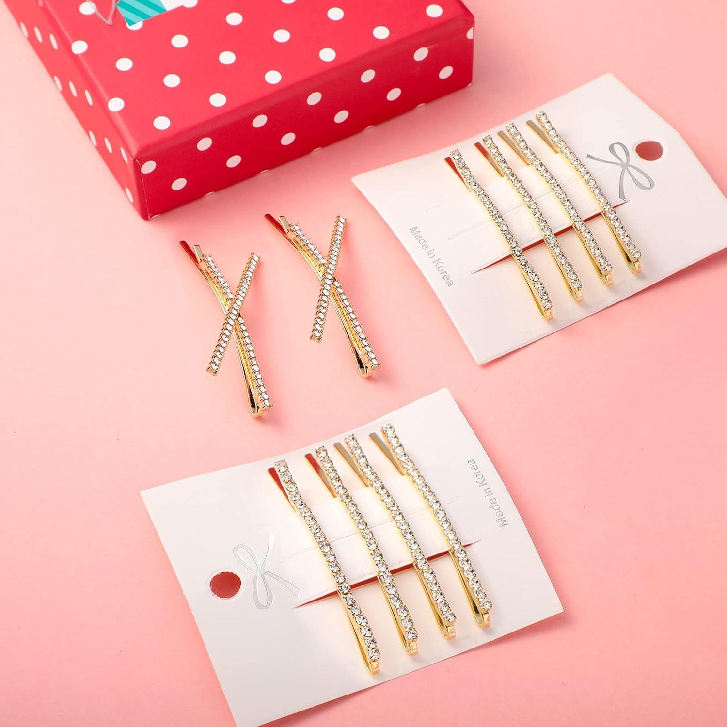 12 Horquillas de Cabello Brillantes WILLBOND Oro 13.5 cm