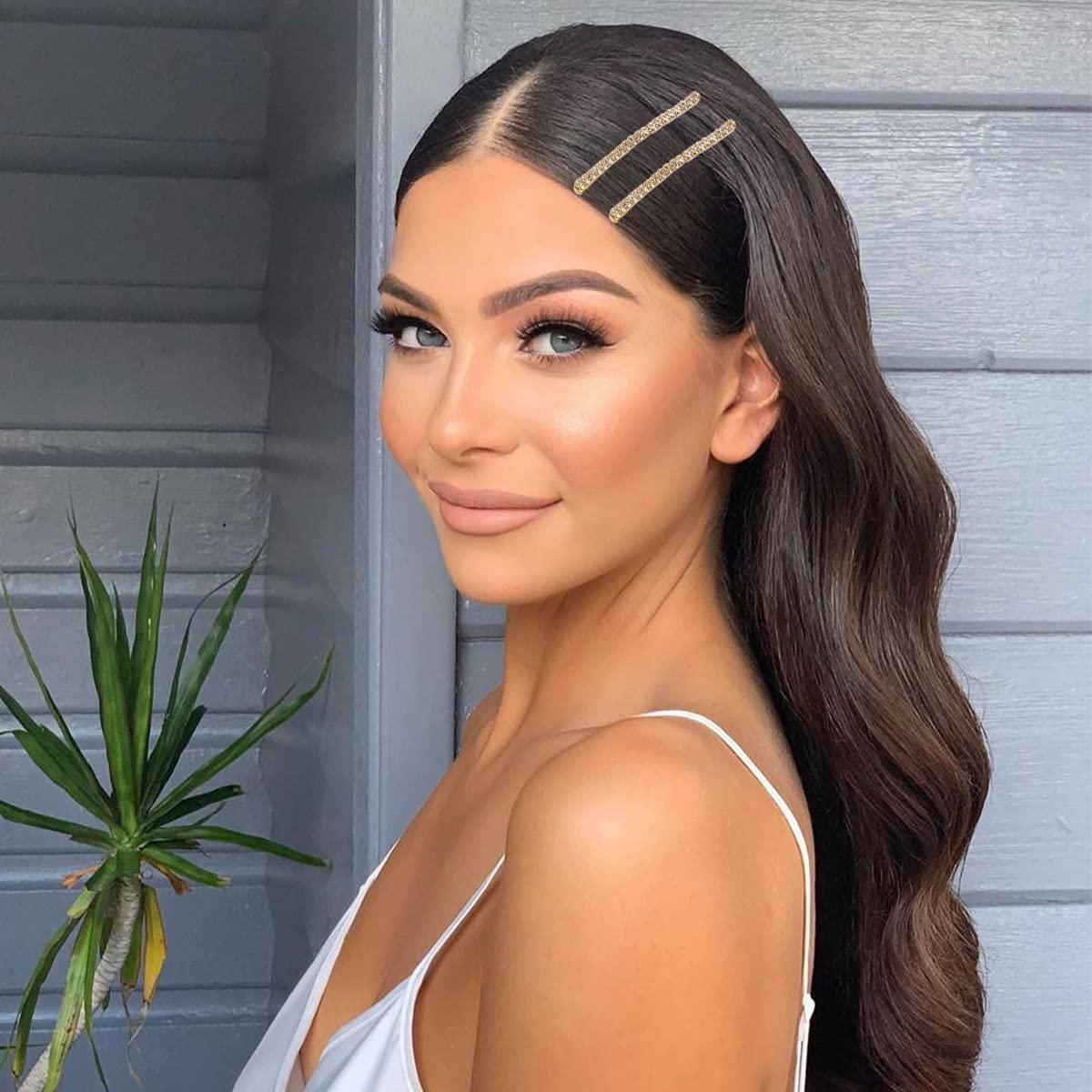 16 Horquillas de Strass Doradas La Jolie Jasmin - Clips de Pelo Elegantes