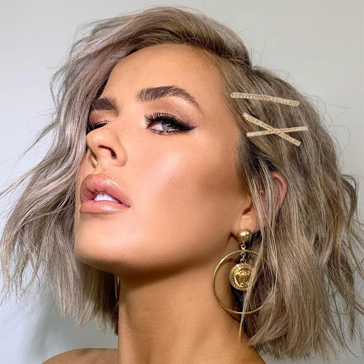 16 Horquillas de Strass Doradas La Jolie Jasmin - Clips de Pelo Elegantes