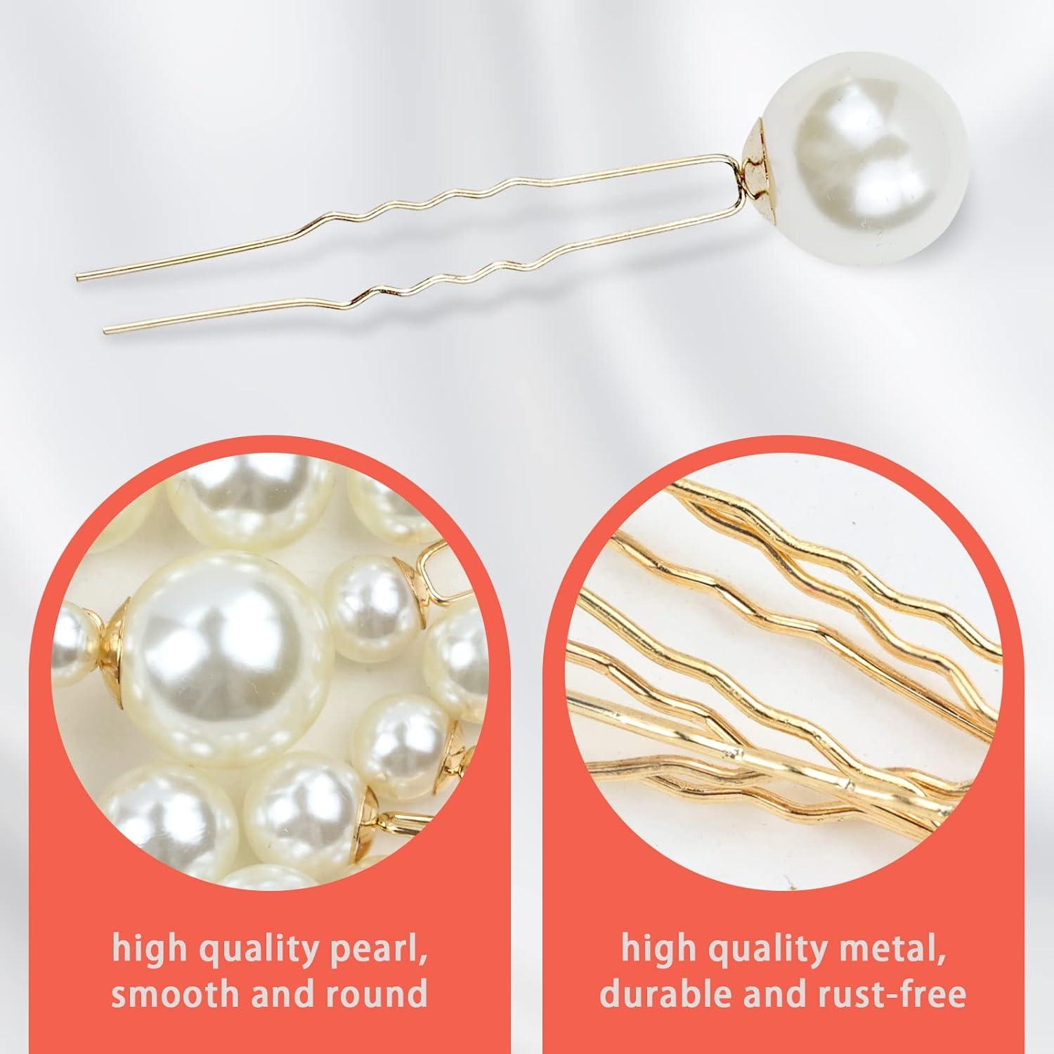 Horquillas de Pelo de Perlas inSowni 54 Piezas Doradas