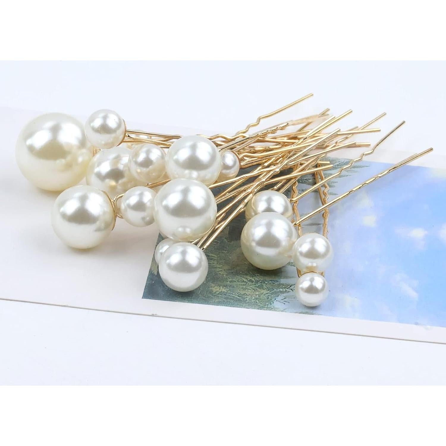 Horquillas de Pelo de Perlas inSowni 54 Piezas Doradas