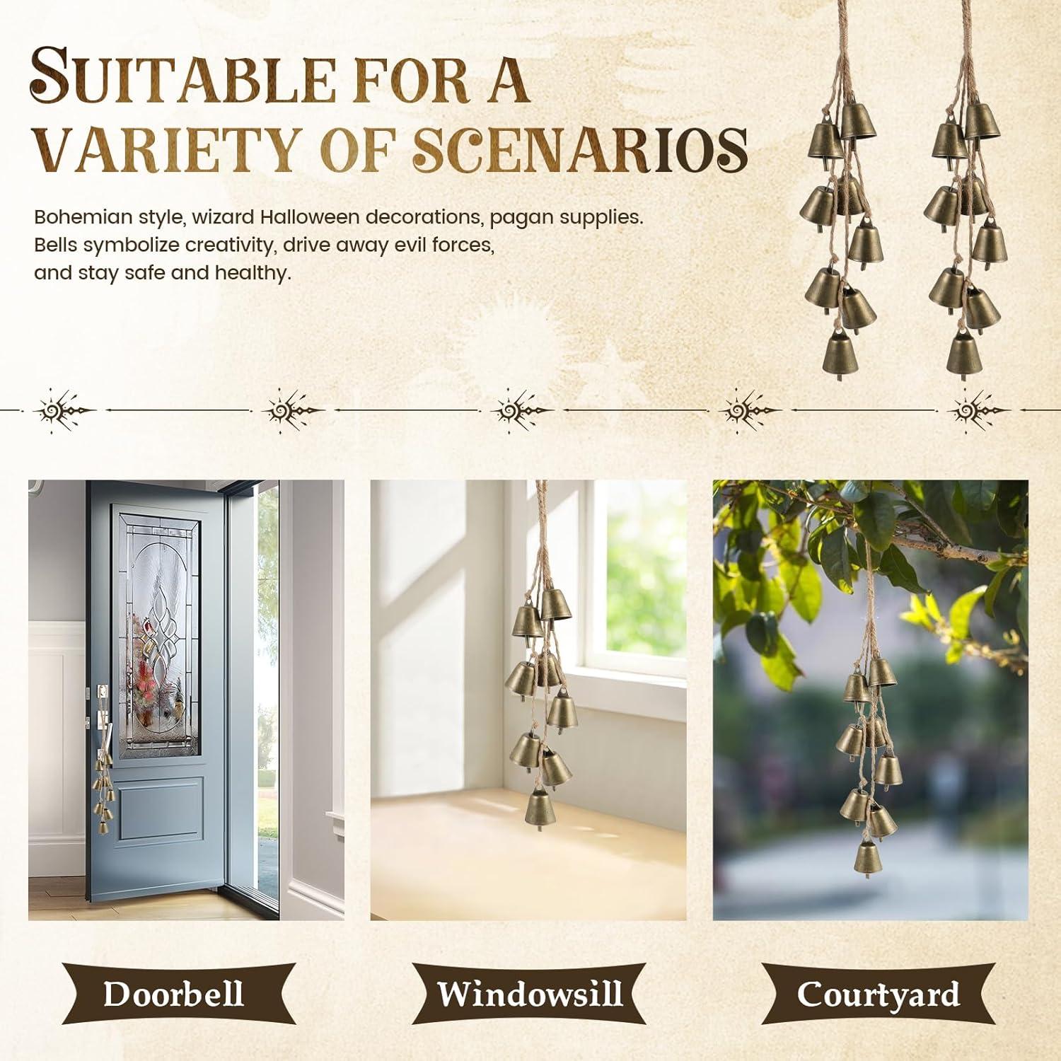Campanas de Bruja Ausicfen - 2 Piezas de Latón Rústico