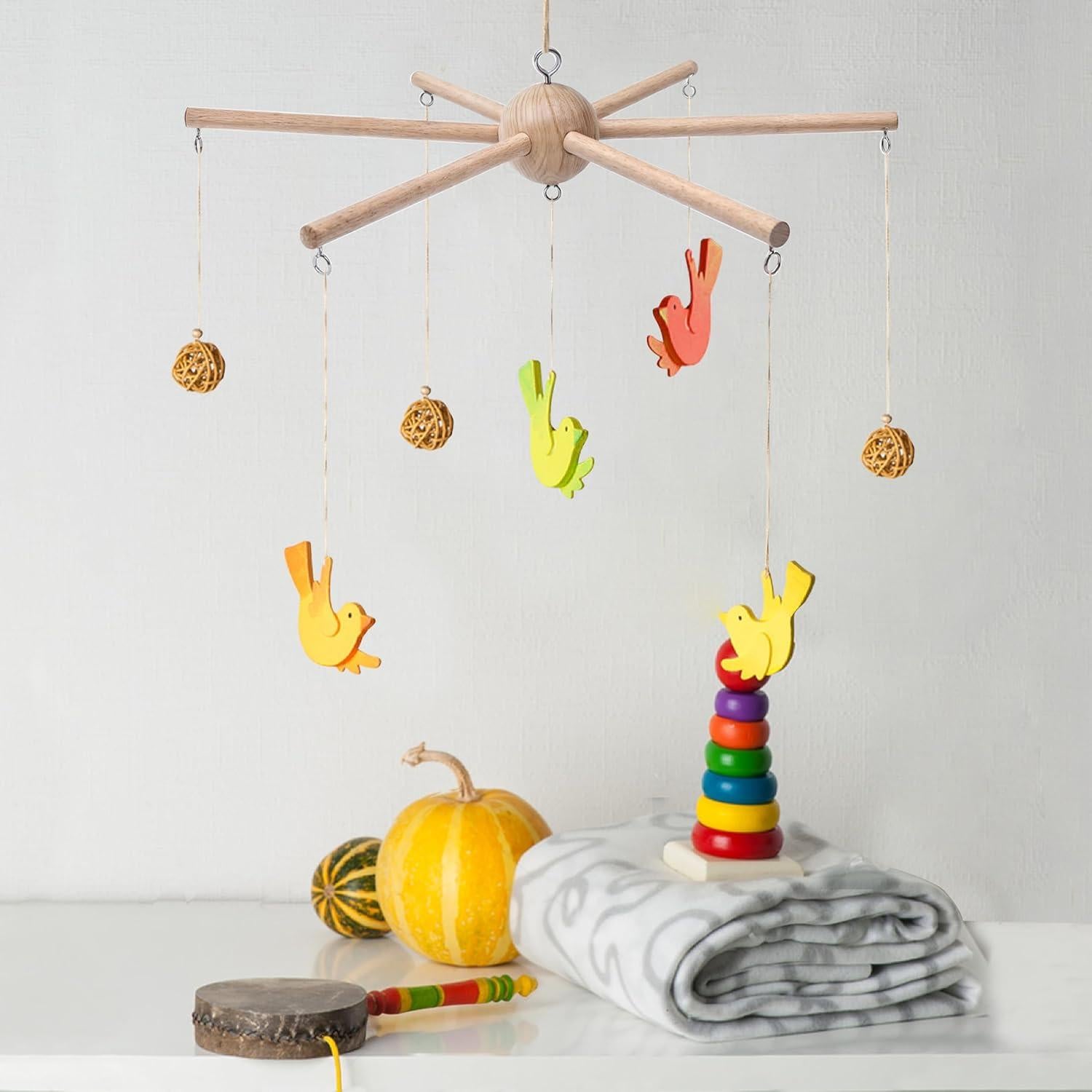 Kit de Móvil para Bebé Marsrut de Madera Natural 22x17 cm