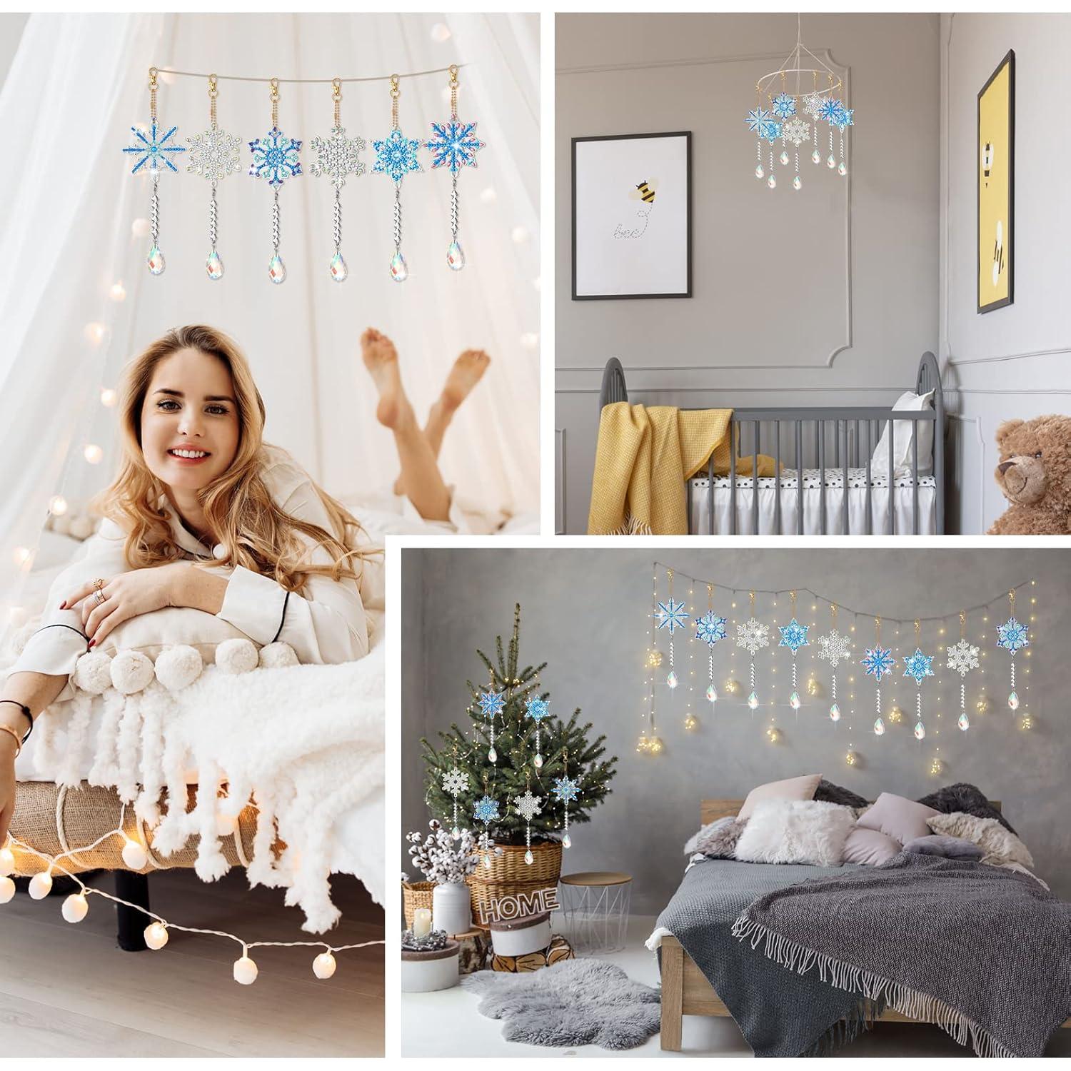 Kits de Arte de Diamante Navidad Perthlin 6 Piezas Copo de Nieve