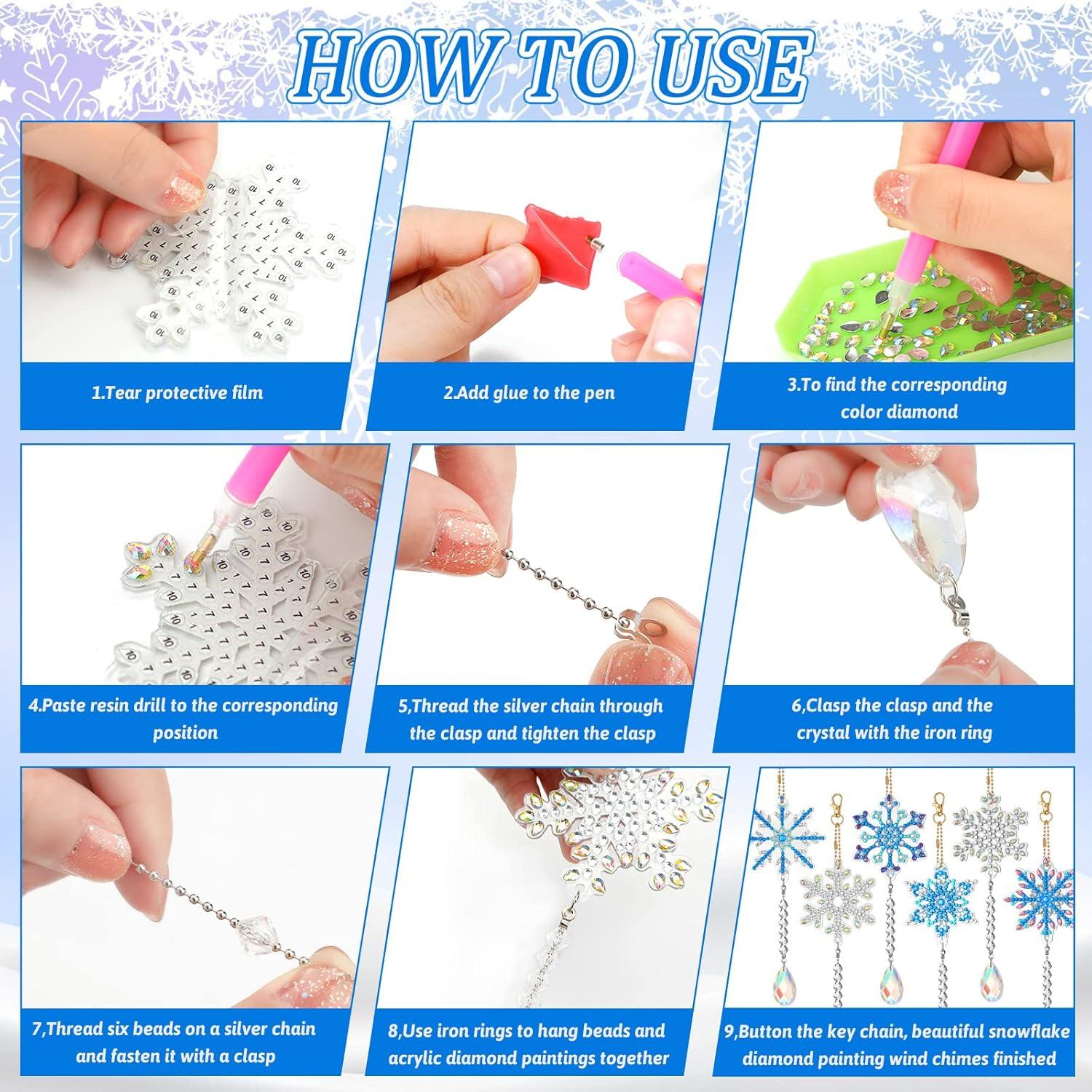 Kits de Arte de Diamante Navidad Perthlin 6 Piezas Copo de Nieve