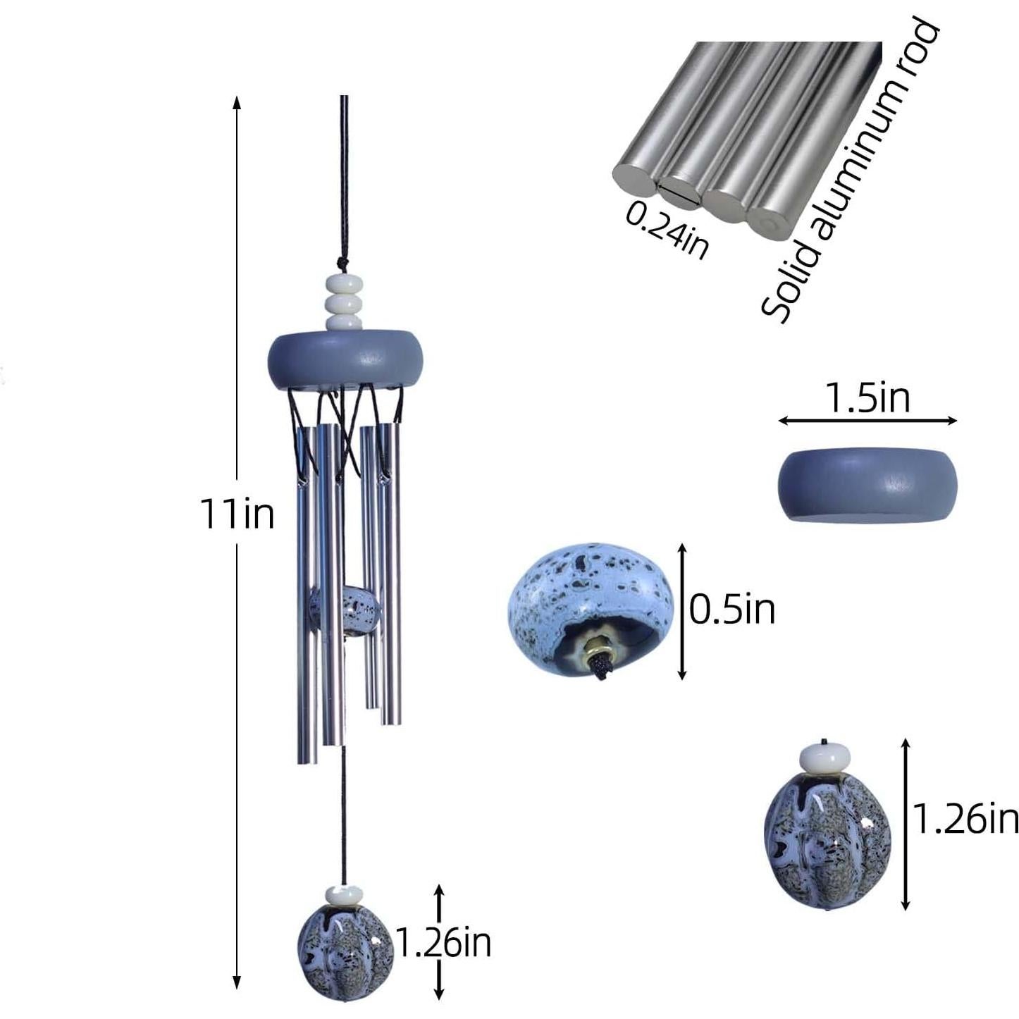 Campana de Viento Pequeña QIPAN Gris 29.21 cm para Interior/Exterior