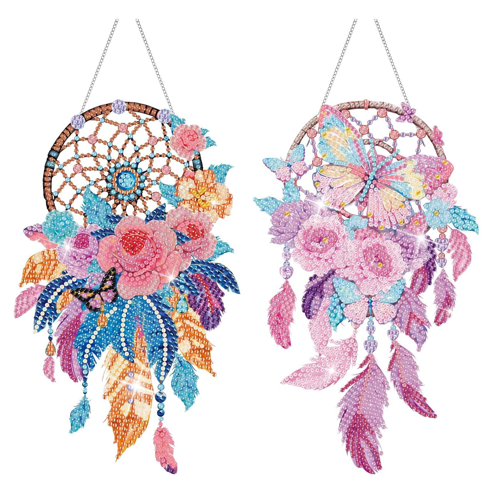 Kits de Pintura de Diamante Saillong 2 Pcs Atrapasueños Flor