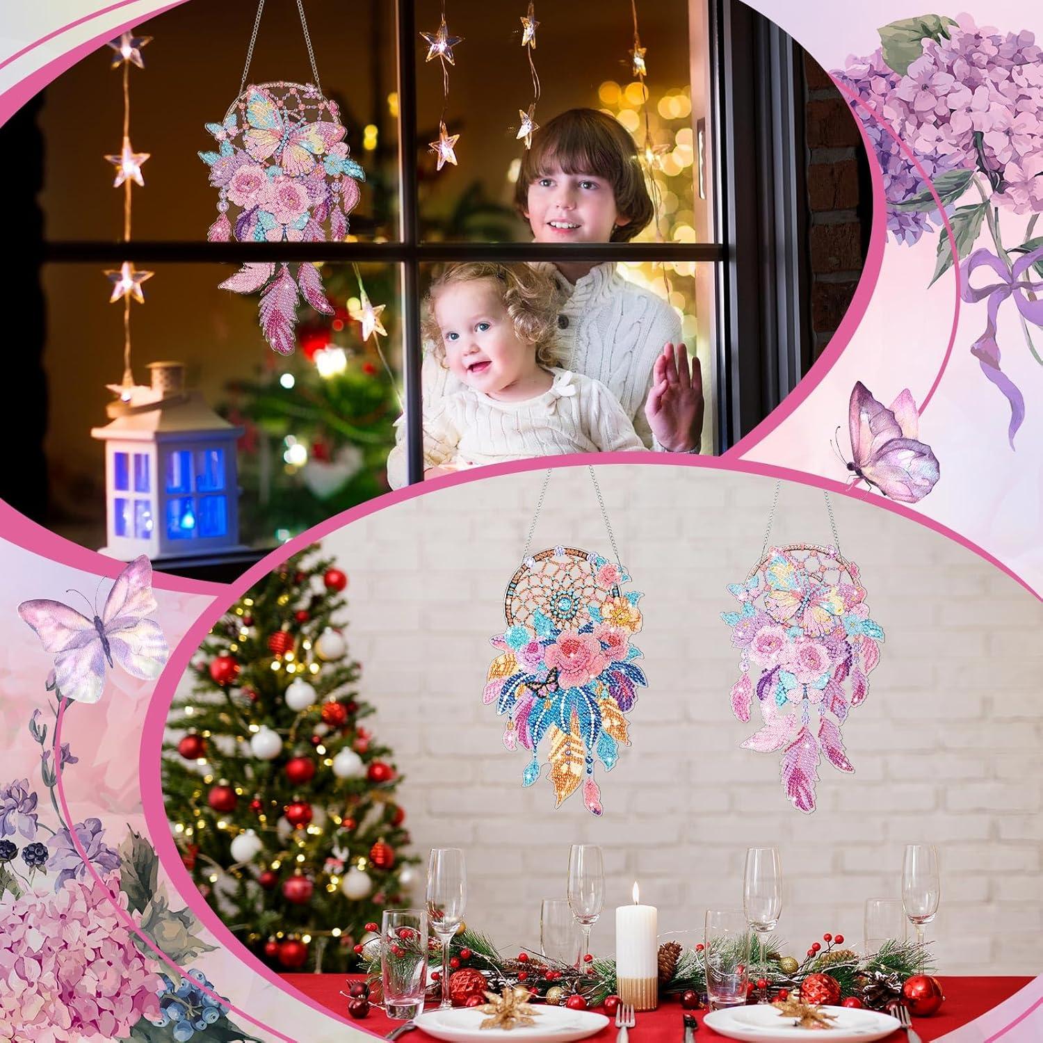 Kits de Pintura de Diamante Saillong 2 Pcs Atrapasueños Flor