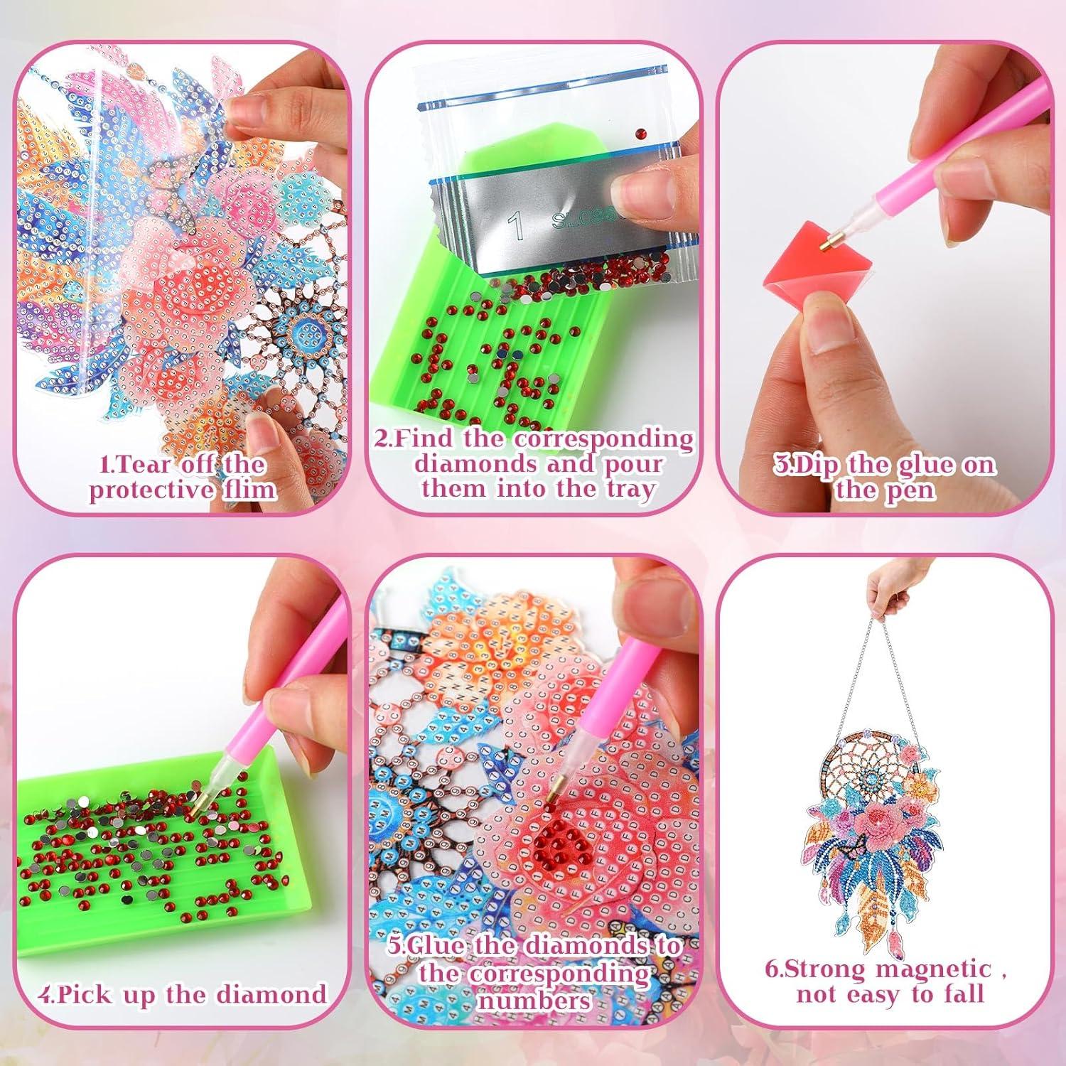 Kits de Pintura de Diamante Saillong 2 Pcs Atrapasueños Flor