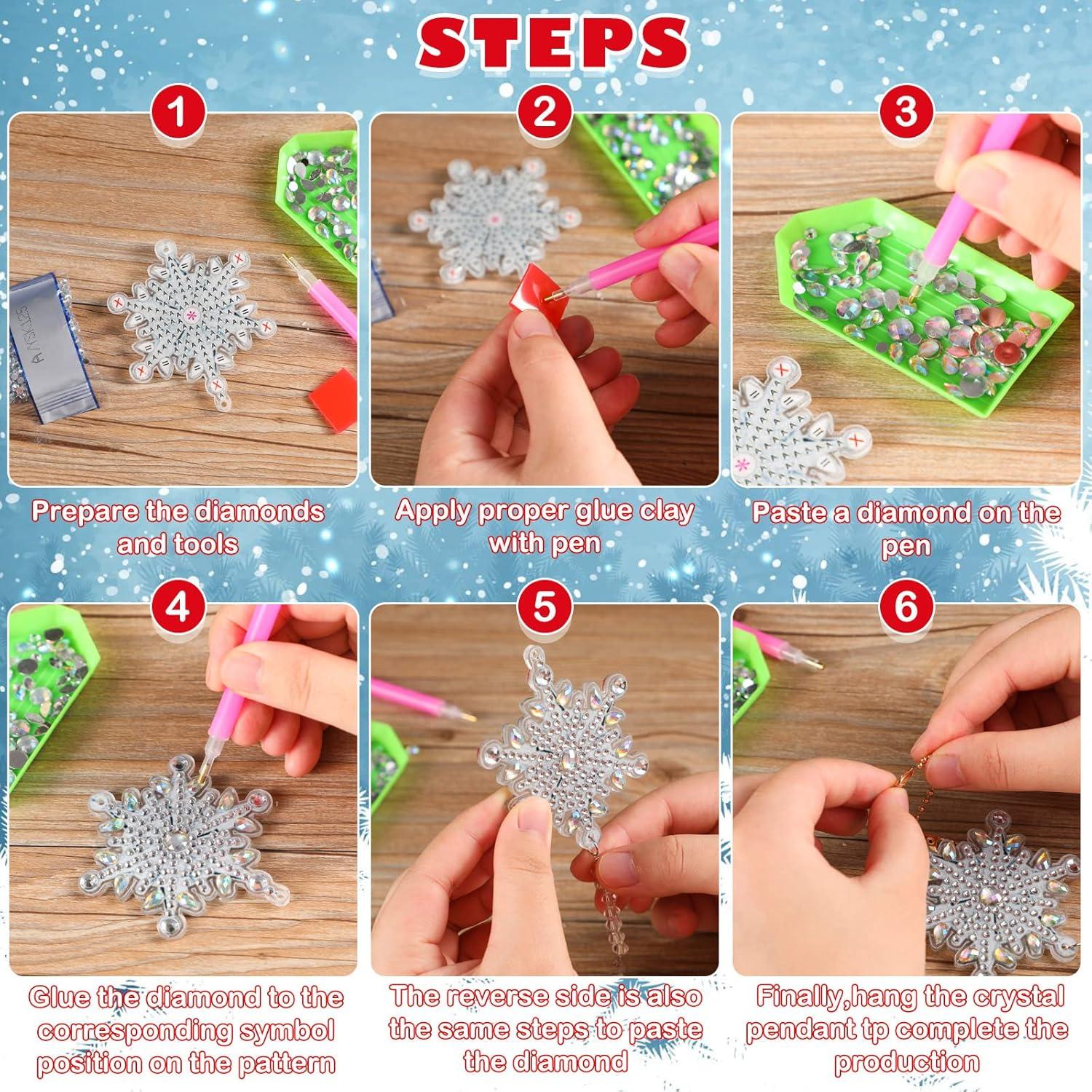 Kits de Pintura de Diamantes 5D Gerrii - 4 Pcs Copos de Nieve