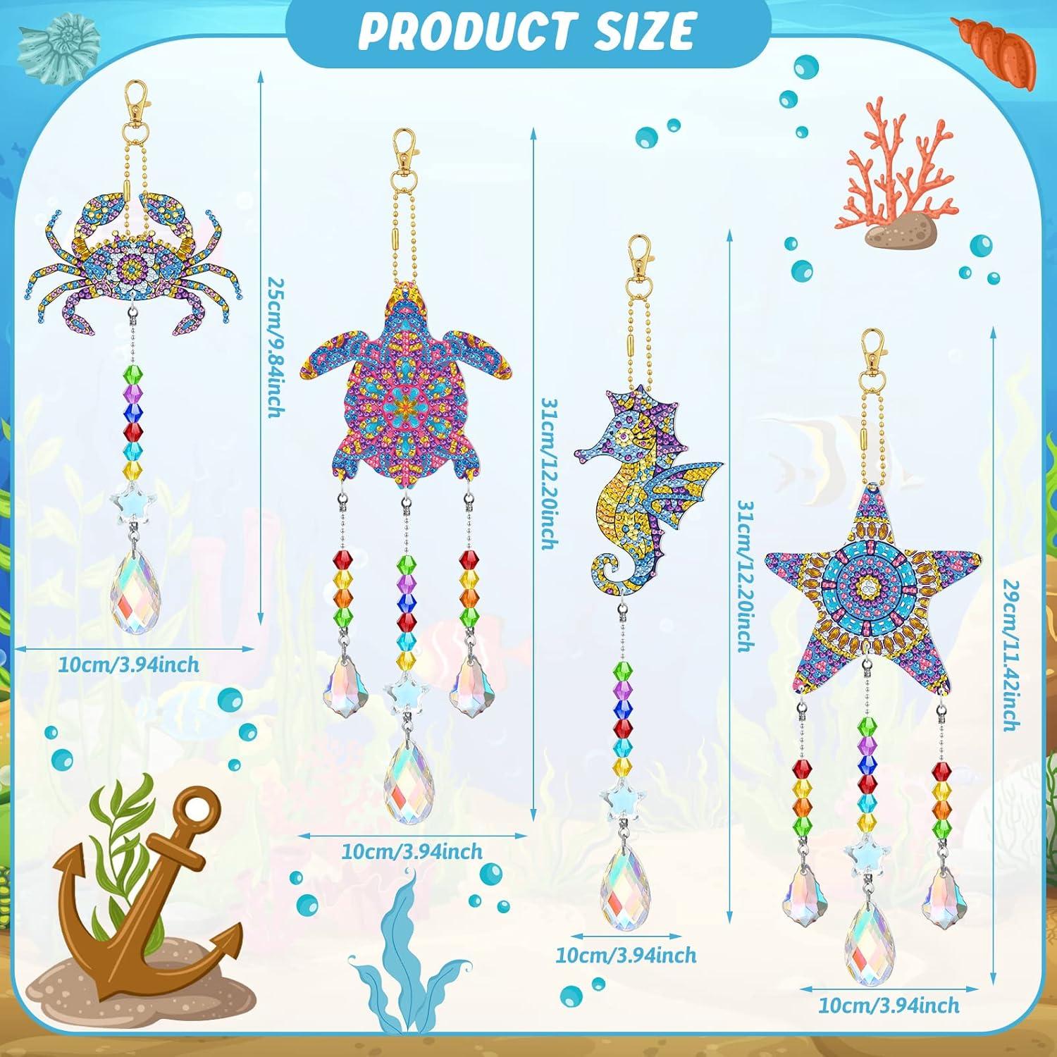 Atrapasueños de Cristal Tigeen 4 Pcs Animales Marinos 10 cm