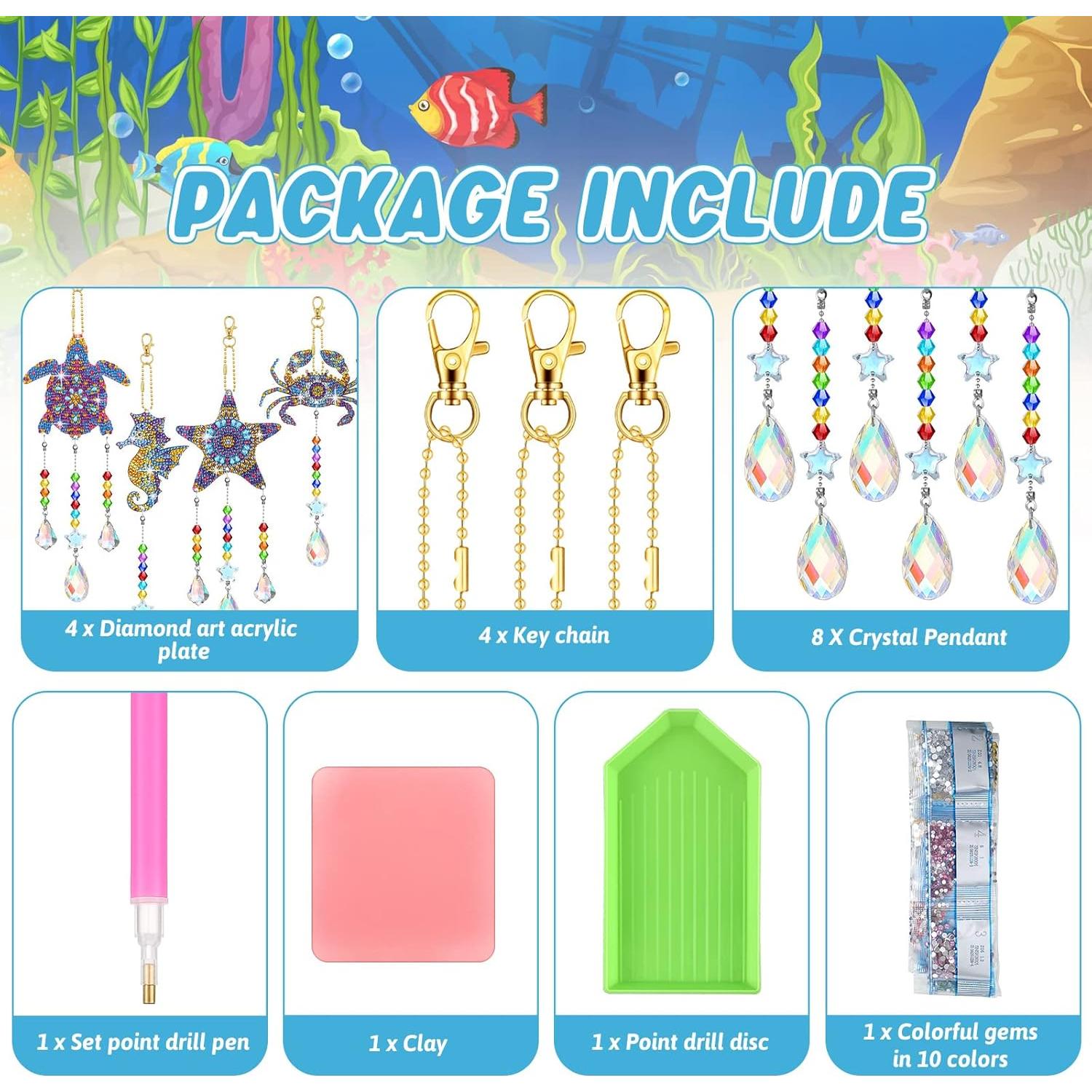 Atrapasueños de Cristal Tigeen 4 Pcs Animales Marinos 10 cm