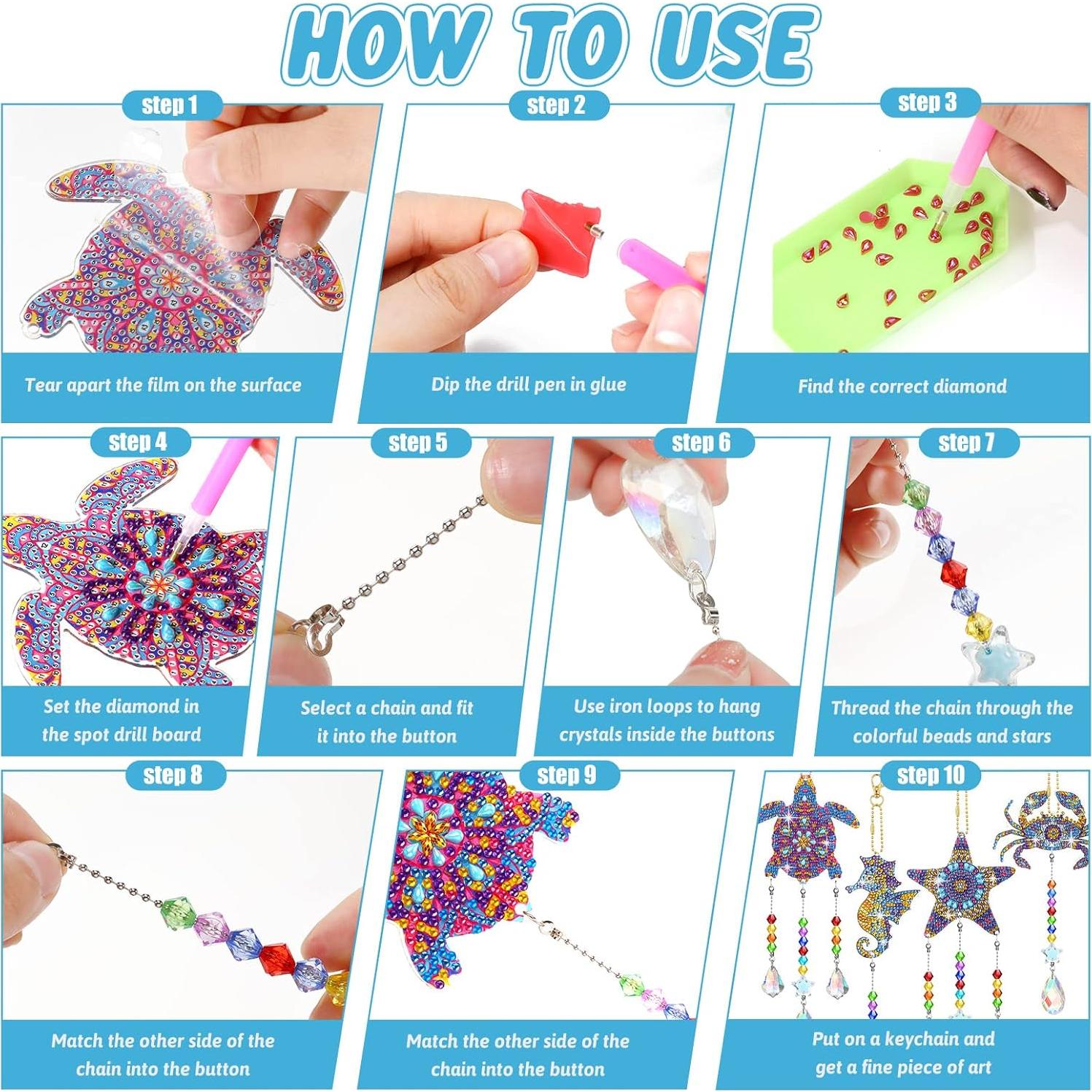 Atrapasueños de Cristal Tigeen 4 Pcs Animales Marinos 10 cm