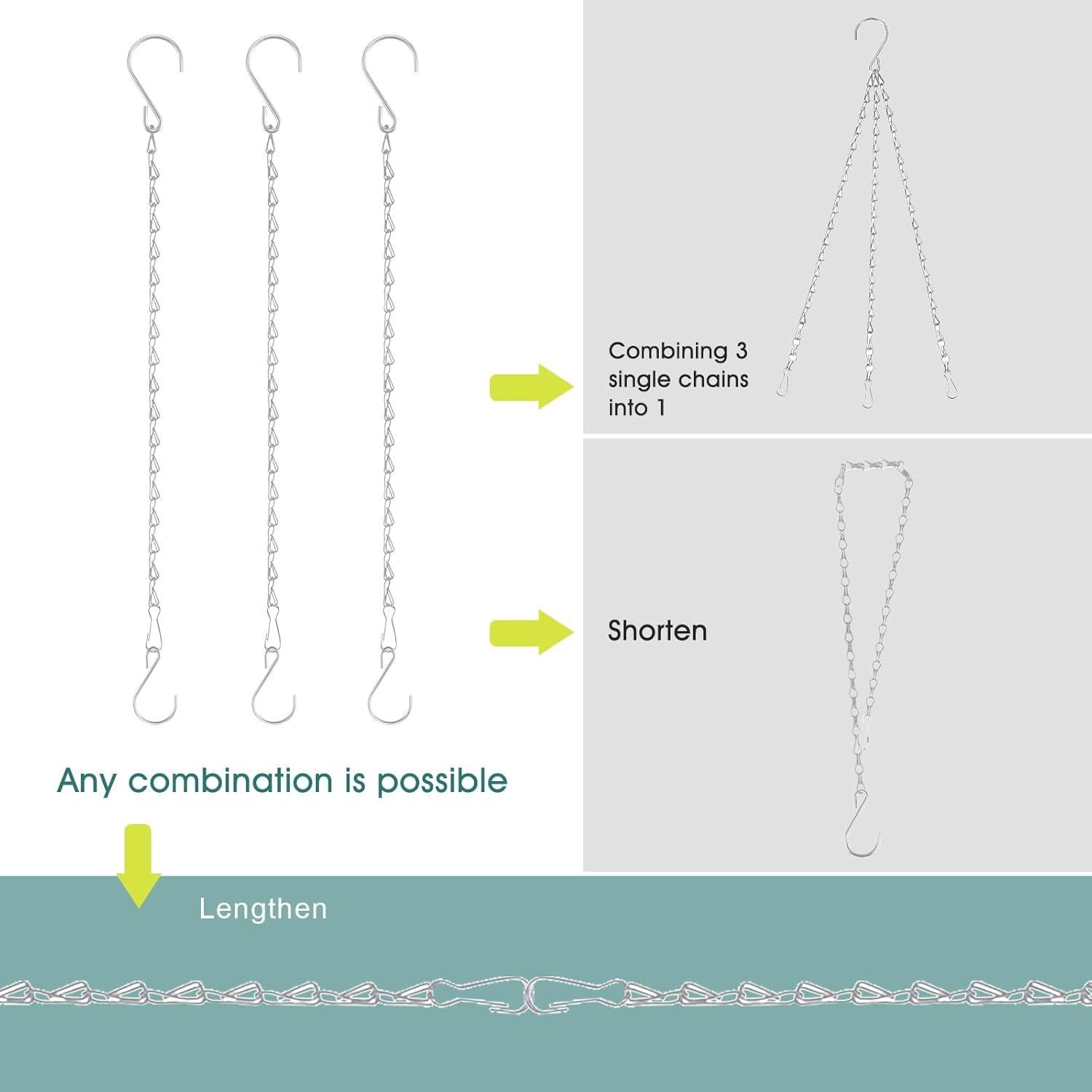 Cadena Colgante Plateada Fetanten 60 cm para Plantas 10 PCS