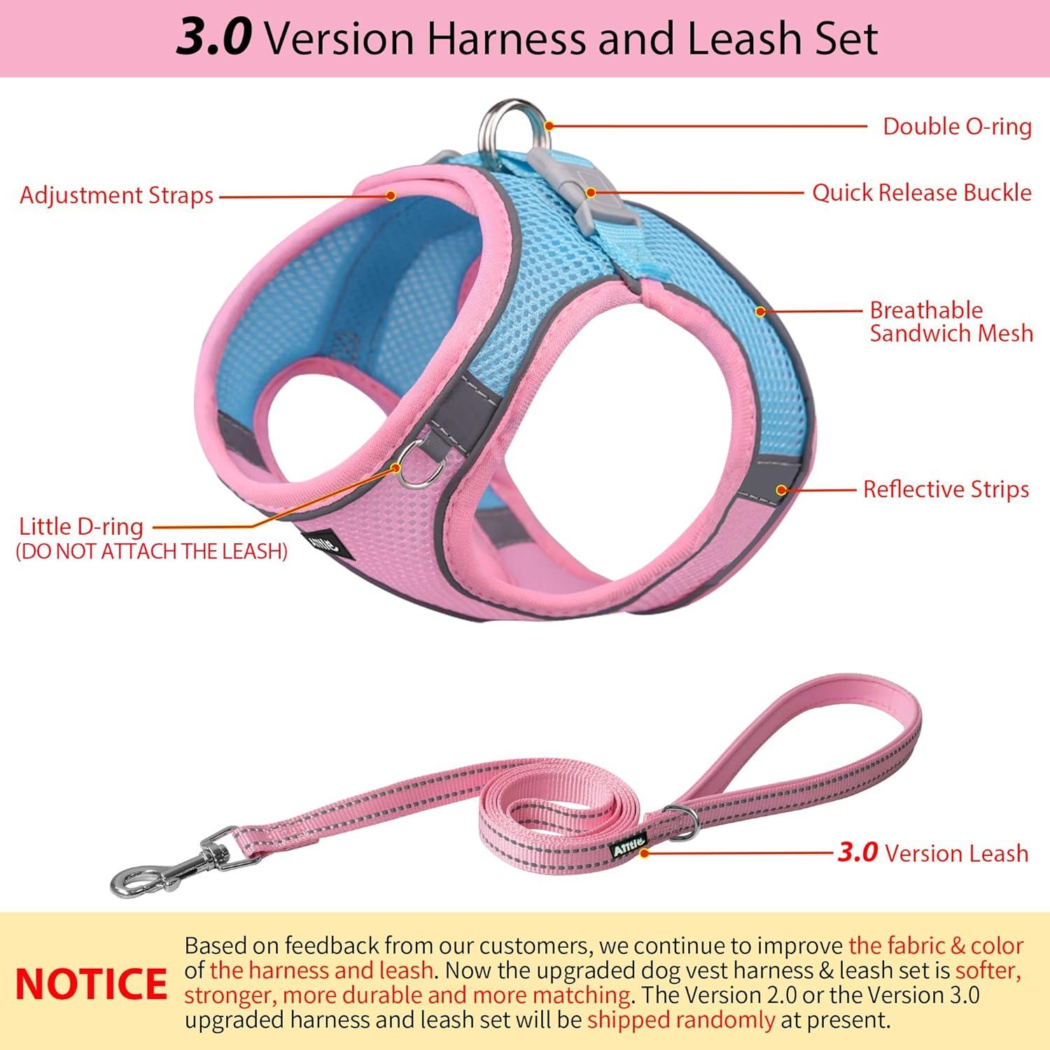 Arnés para Perro AIITLE Rosa XXS con Correa Reflectante