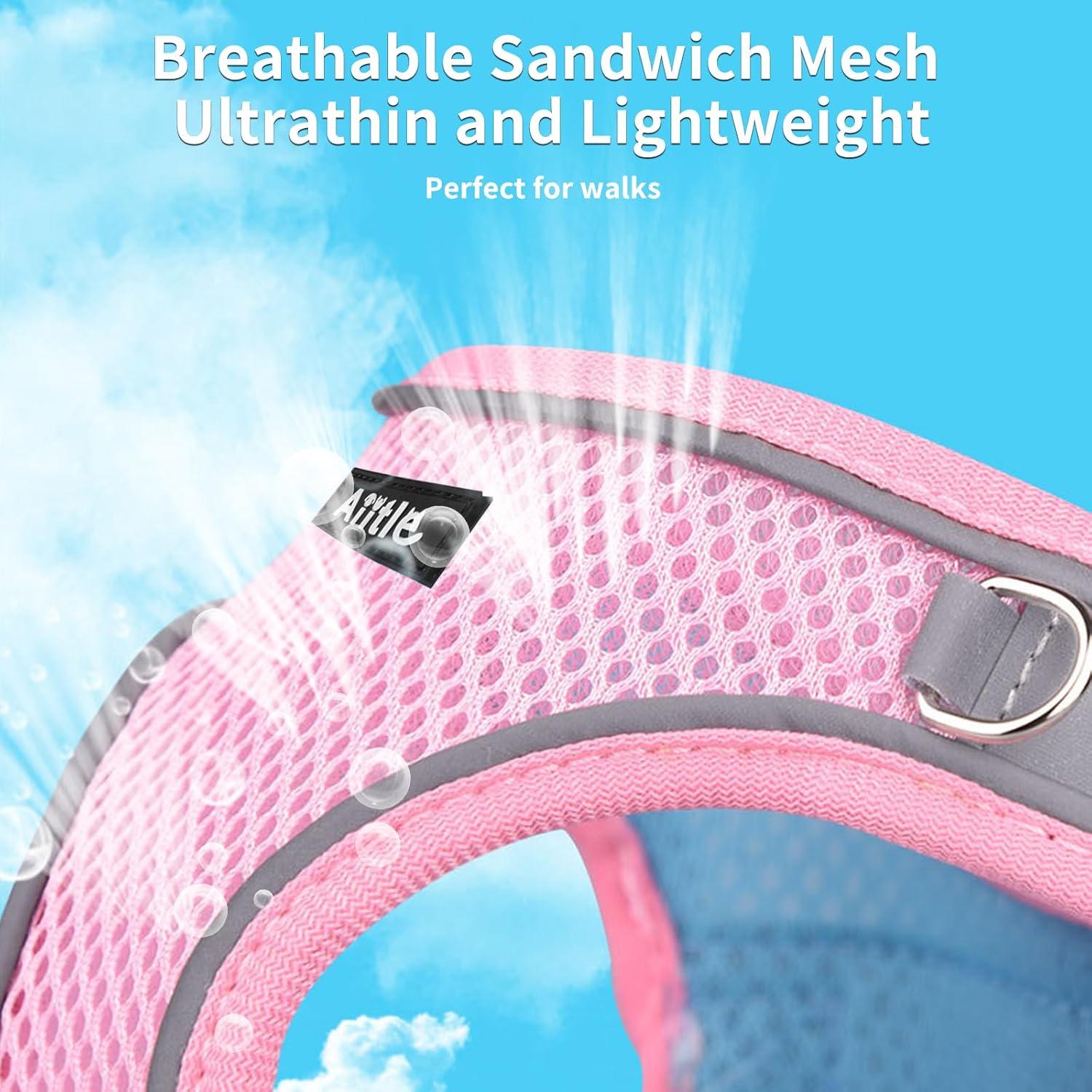 Arnés para Perro AIITLE Rosa XXS con Correa Reflectante