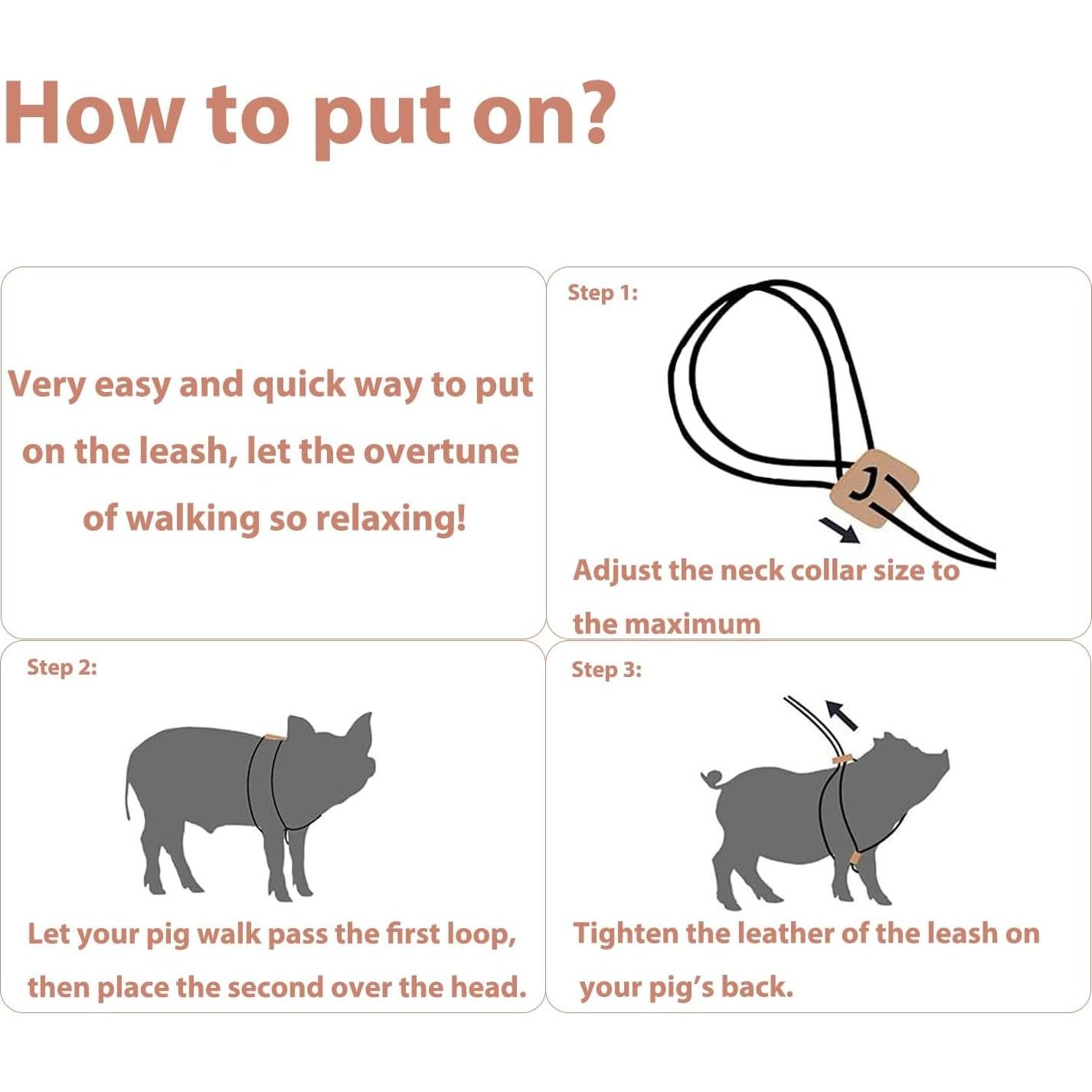 Arnés y Correa Ajustable para Cerdo Mini Meow&Woof - 1.52m