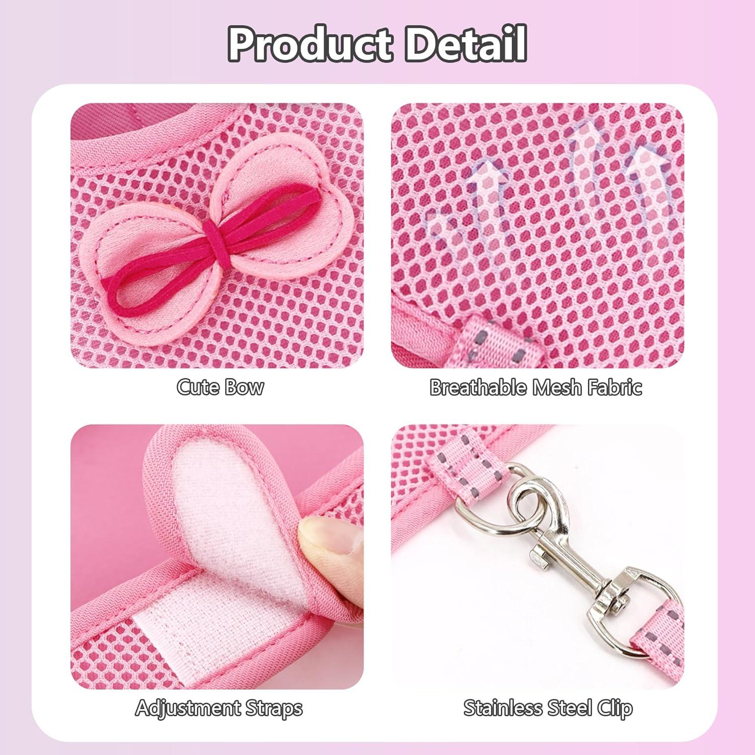 Arnés Ajustable AIITLE para Conejos y Mascotas Pequeñas Rosa