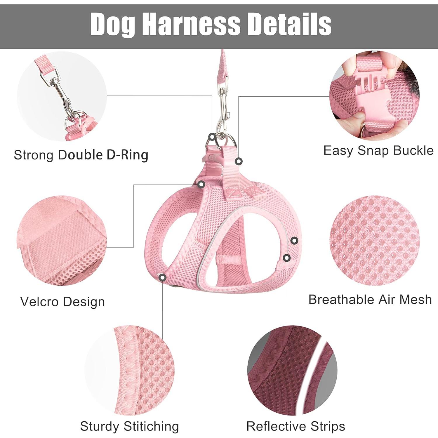 Arnés y Correa PetiFine para Perros Pequeños Transpirable XS Rosa