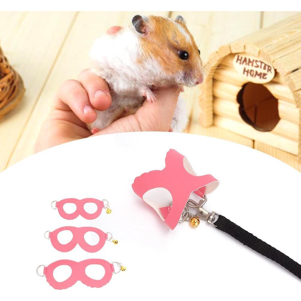 Arnés y Correa para Hámster DELORIGIN Rosa 3 Tamaños Ajustables