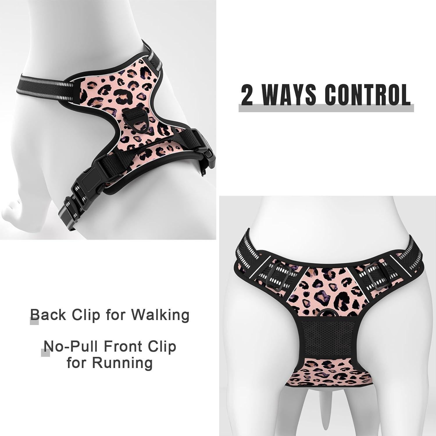 Arnés para Perros Rnivvi Chaleco Ajustable Leopardo Rosa