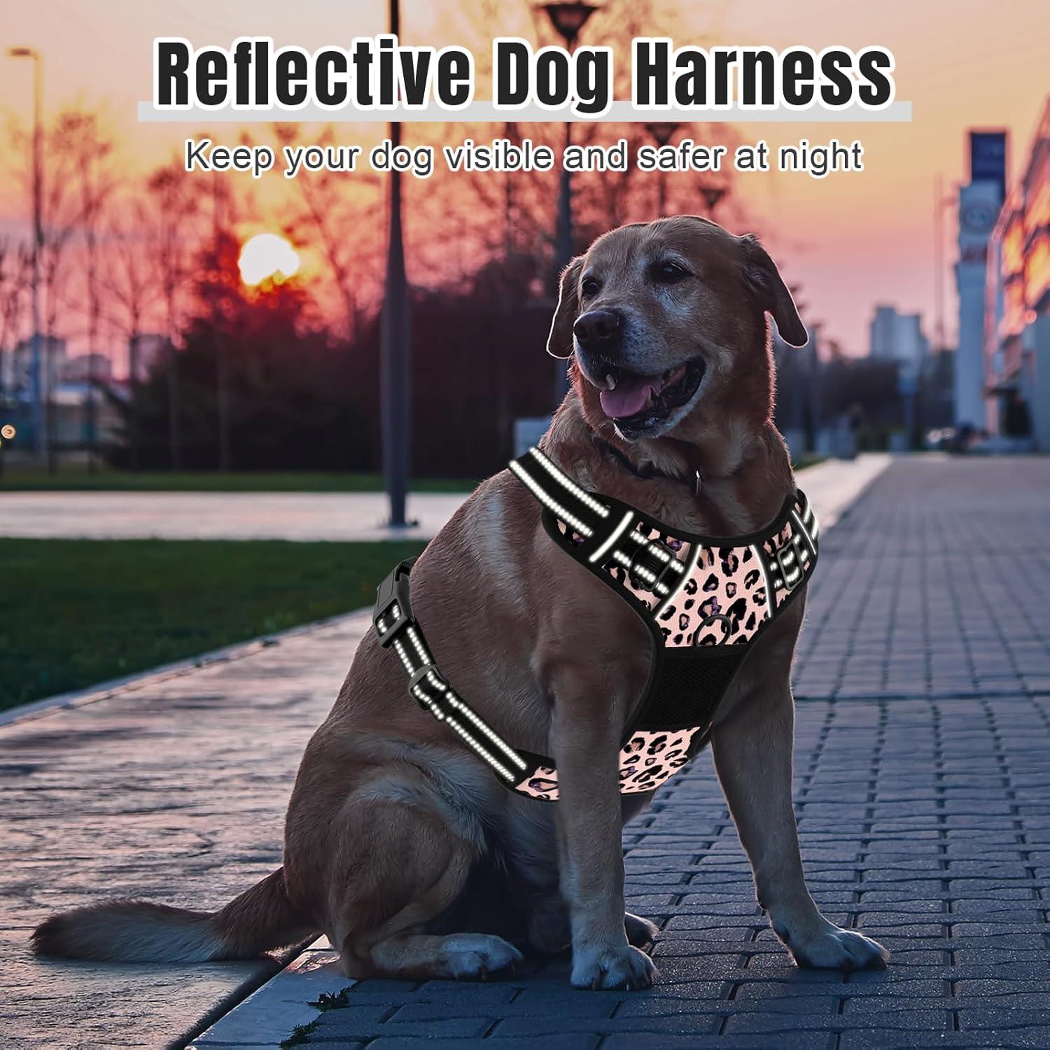 Arnés para Perros Rnivvi Chaleco Ajustable Leopardo Rosa