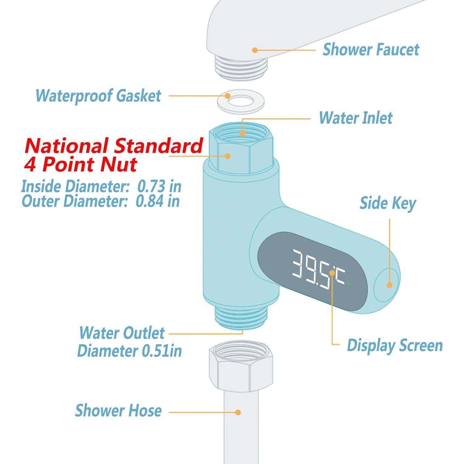 Termómetro de Ducha Digital WATSAVPUP LED 360° Agua Bebé