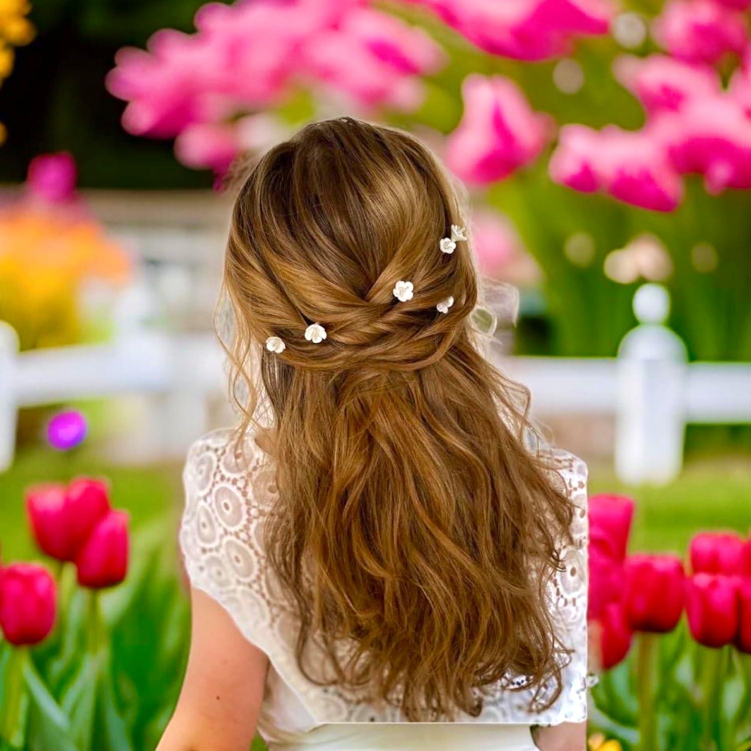 Juego de 10 Pinzas para el Cabello DAABB con Flor Plumeria