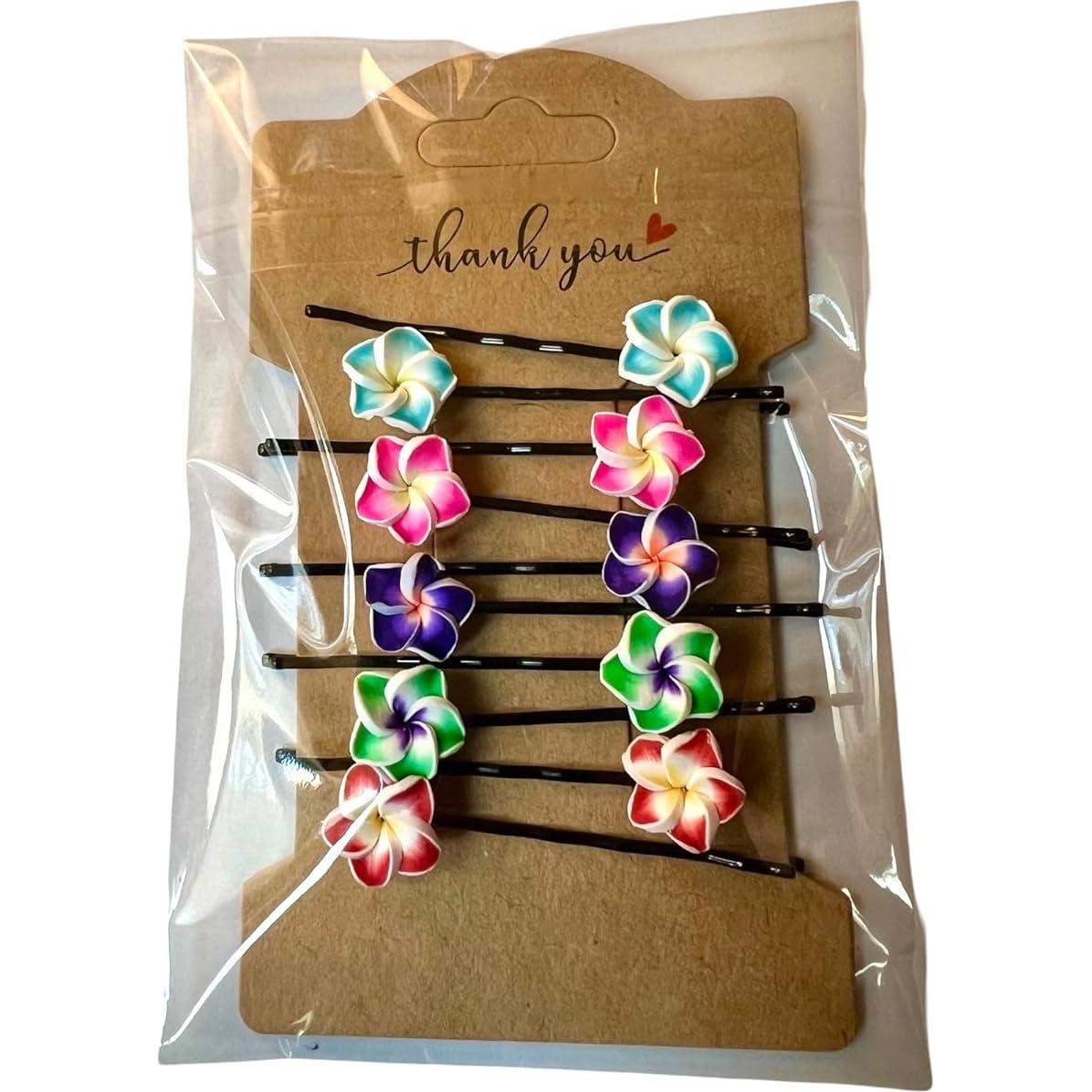 Juego de 10 Pinzas para el Cabello DAABB con Flor Plumeria