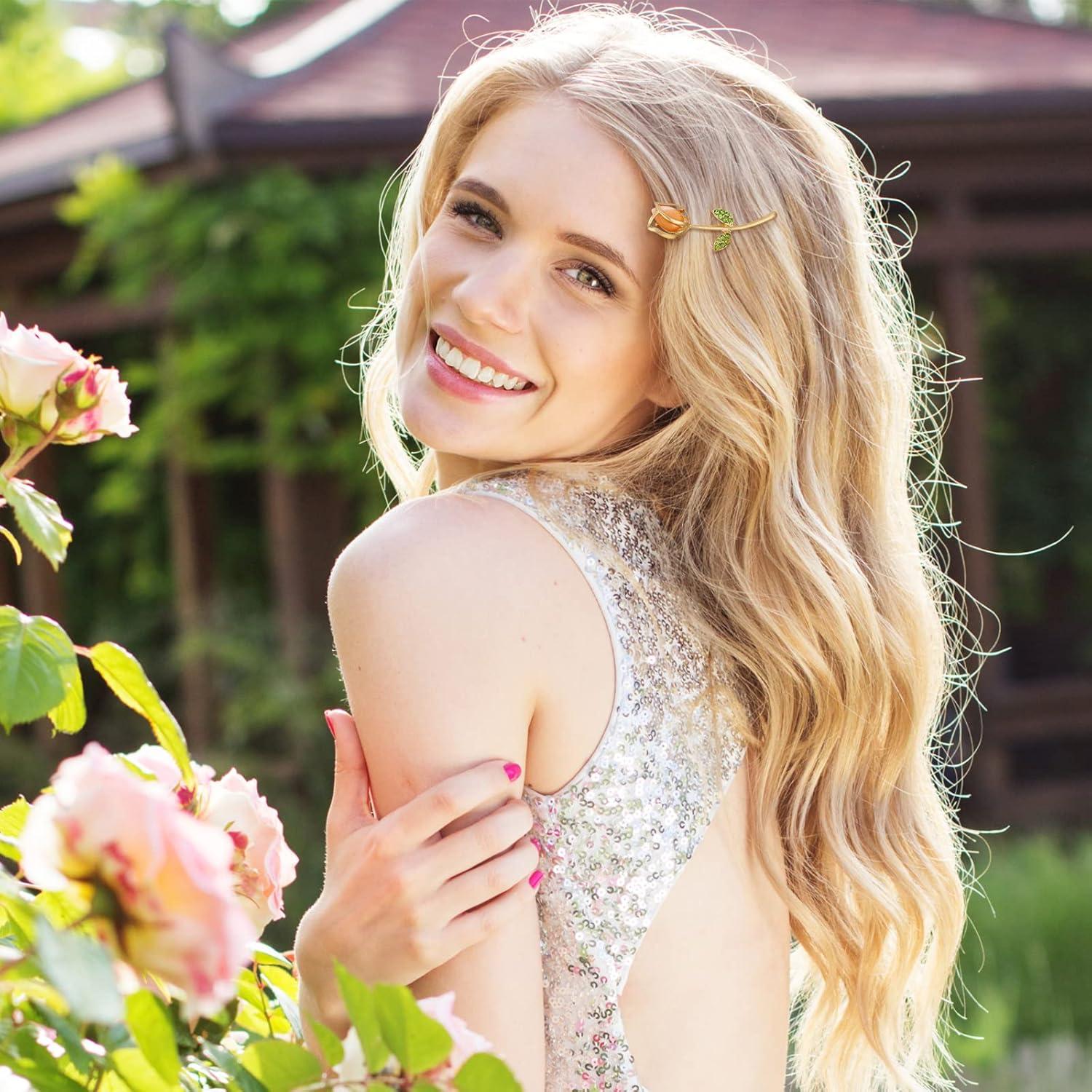 10 Clips Decorativos para el Cabello XunYee - Rhinestone y Flores