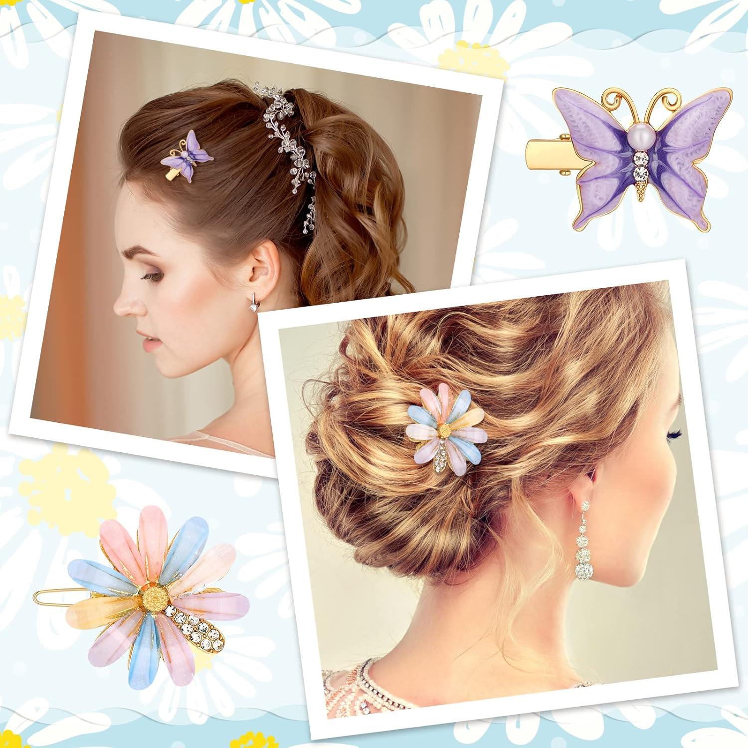 10 Clips Decorativos para el Cabello XunYee - Rhinestone y Flores
