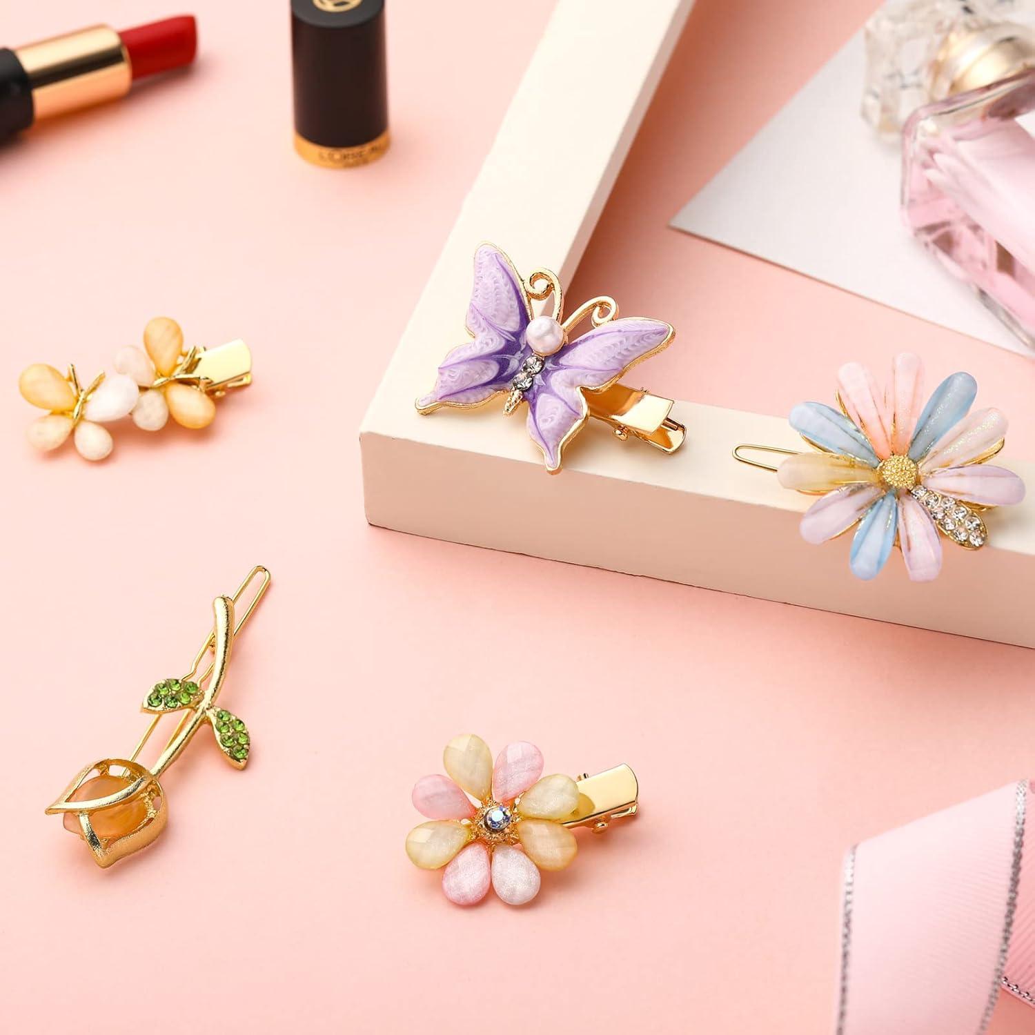 10 Clips Decorativos para el Cabello XunYee - Rhinestone y Flores