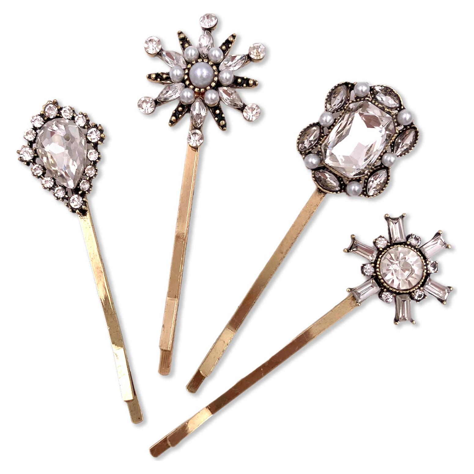 4 Horquillas Vintage de Strass y Perlas - EasyTech