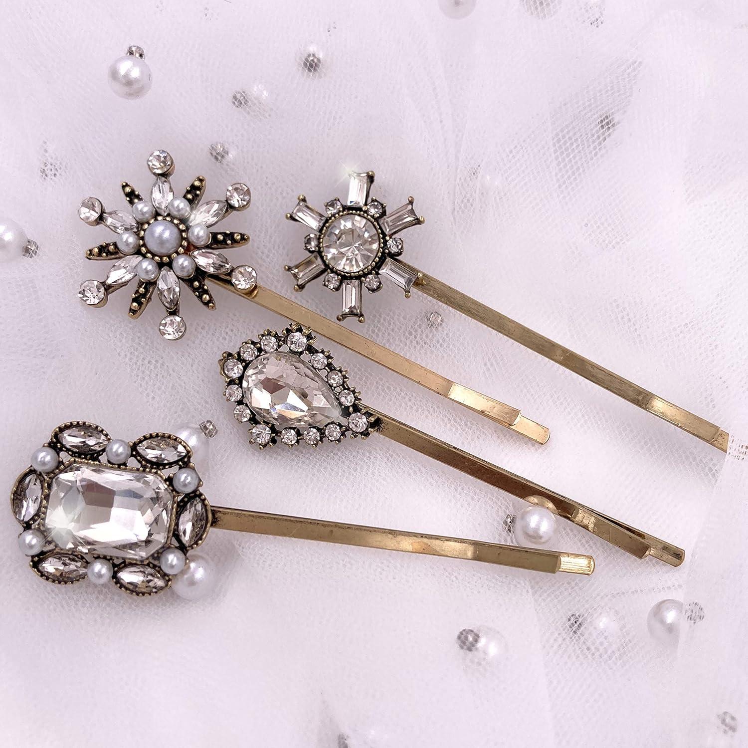 4 Horquillas Vintage de Strass y Perlas - EasyTech