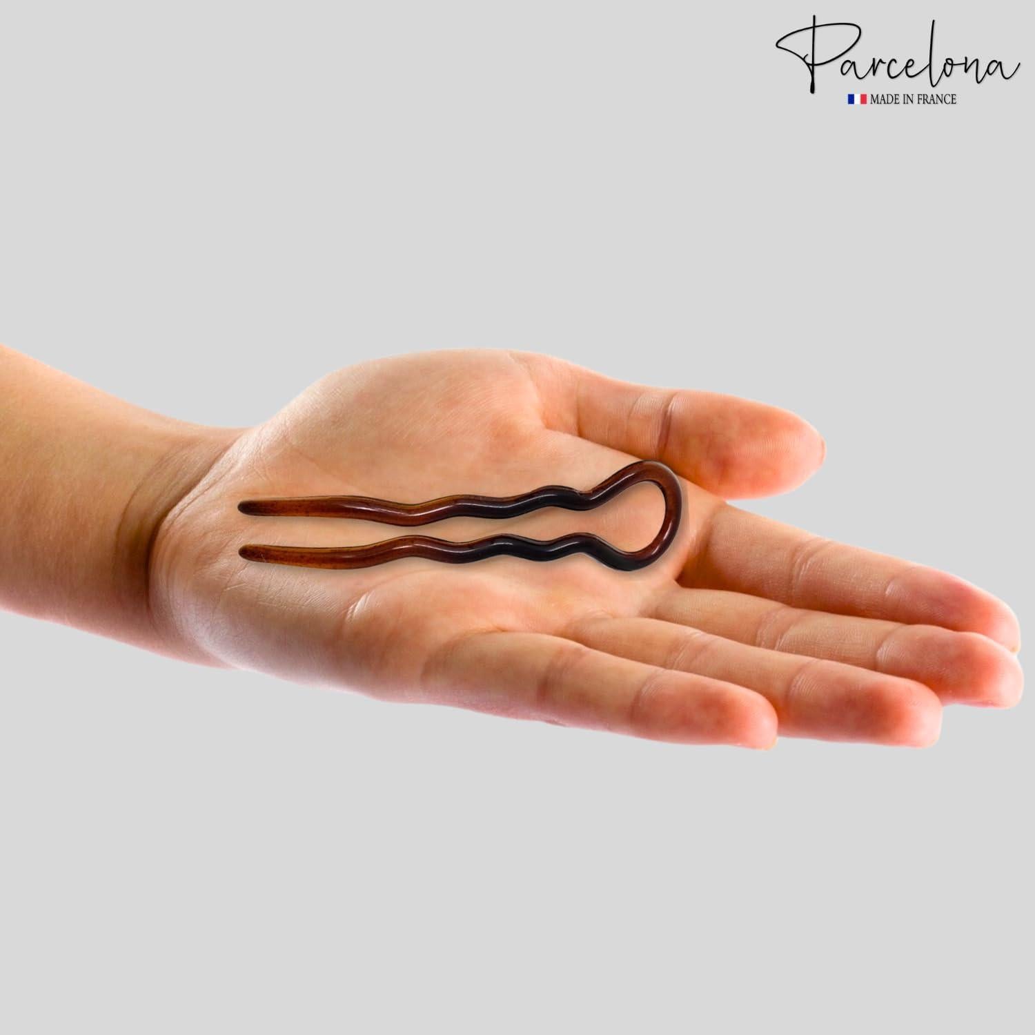 Pinzas para el Cabello Parcelona Chignon Carey Marrón Set de 3