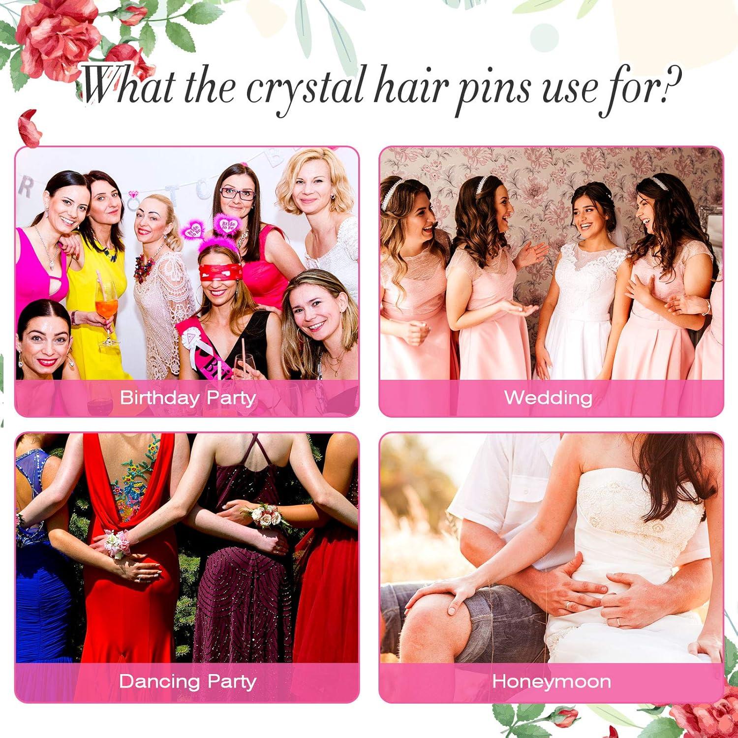 30 Clips de Cabello con Rhinestones Rosa Chuangdi 6 Colores