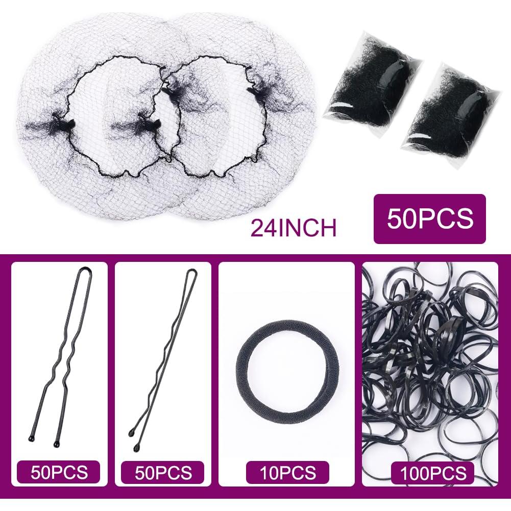 260PCS Juego de Accesorios para Cabello Negro 30cm